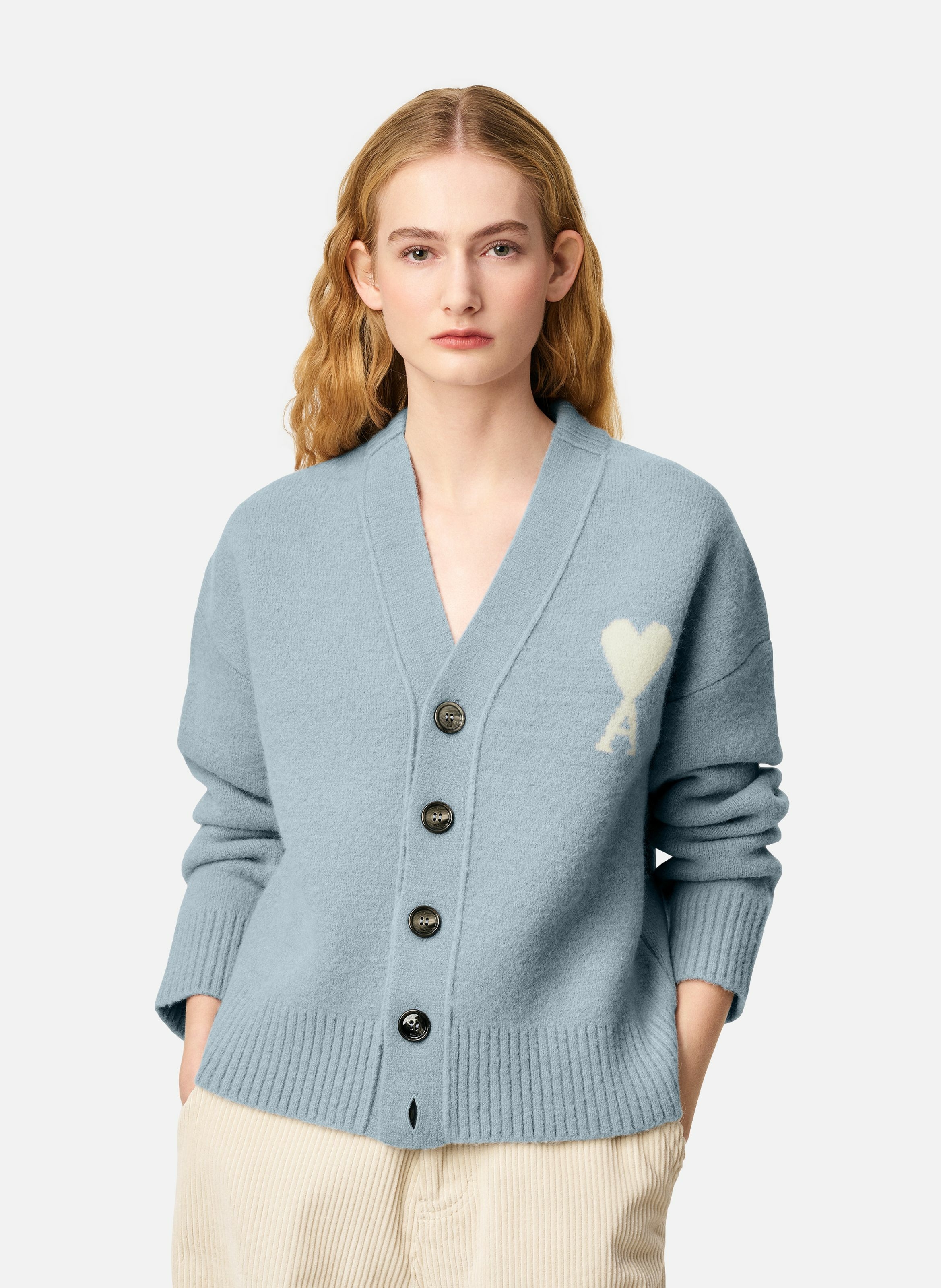 Cardigan ami de coeur en alpaga unisexe AMI PARIS Bleu