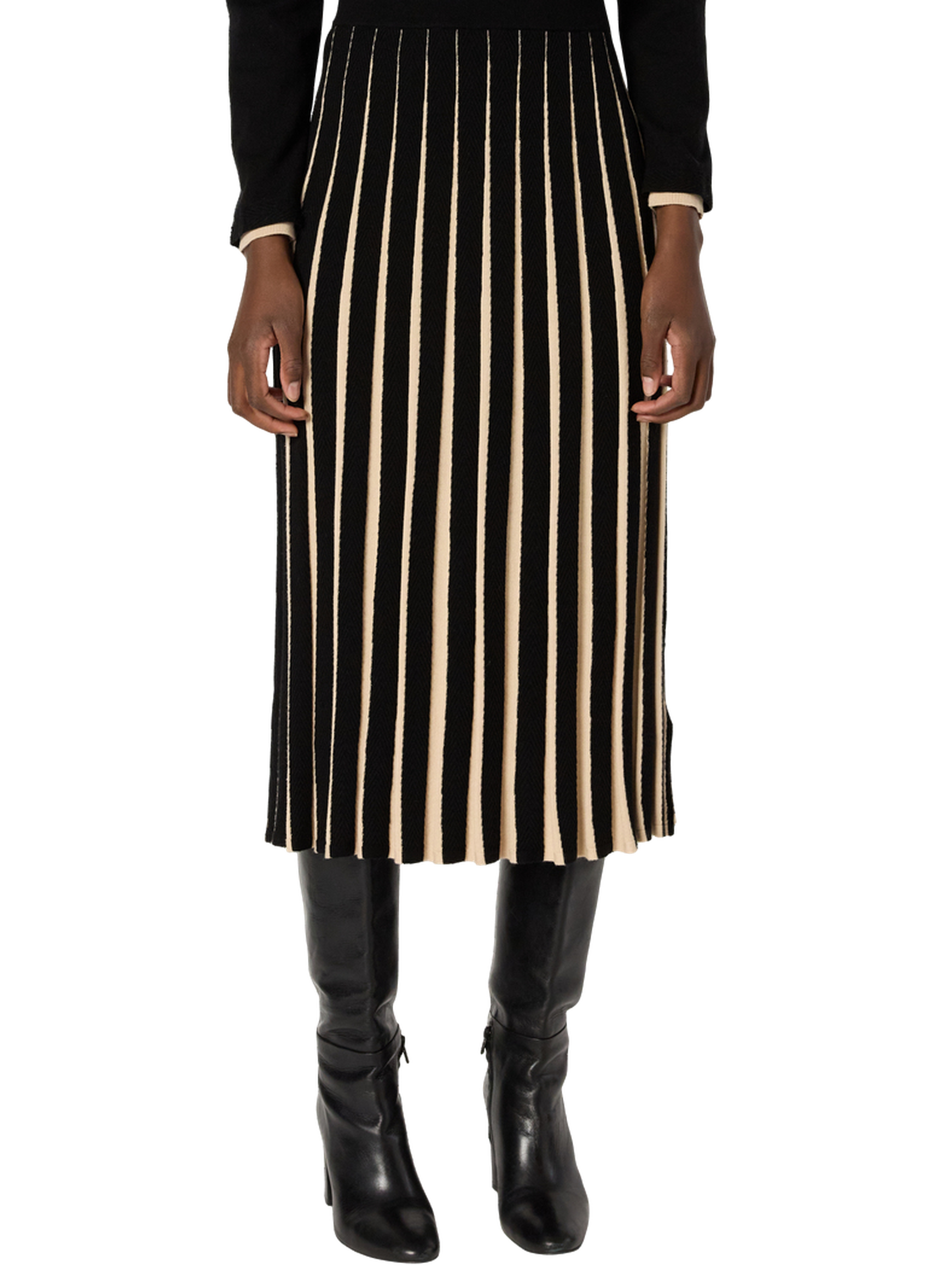 Jupe en maille plissée bicolore - bibiane GERARD DAREL Noir