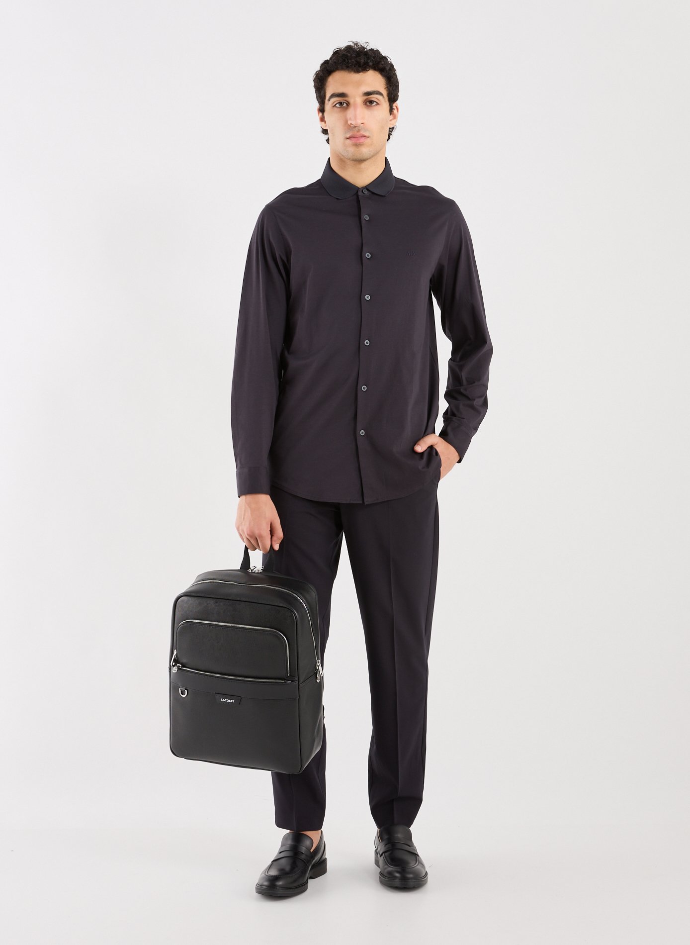 Ossian leather backpack LACOSTE Black