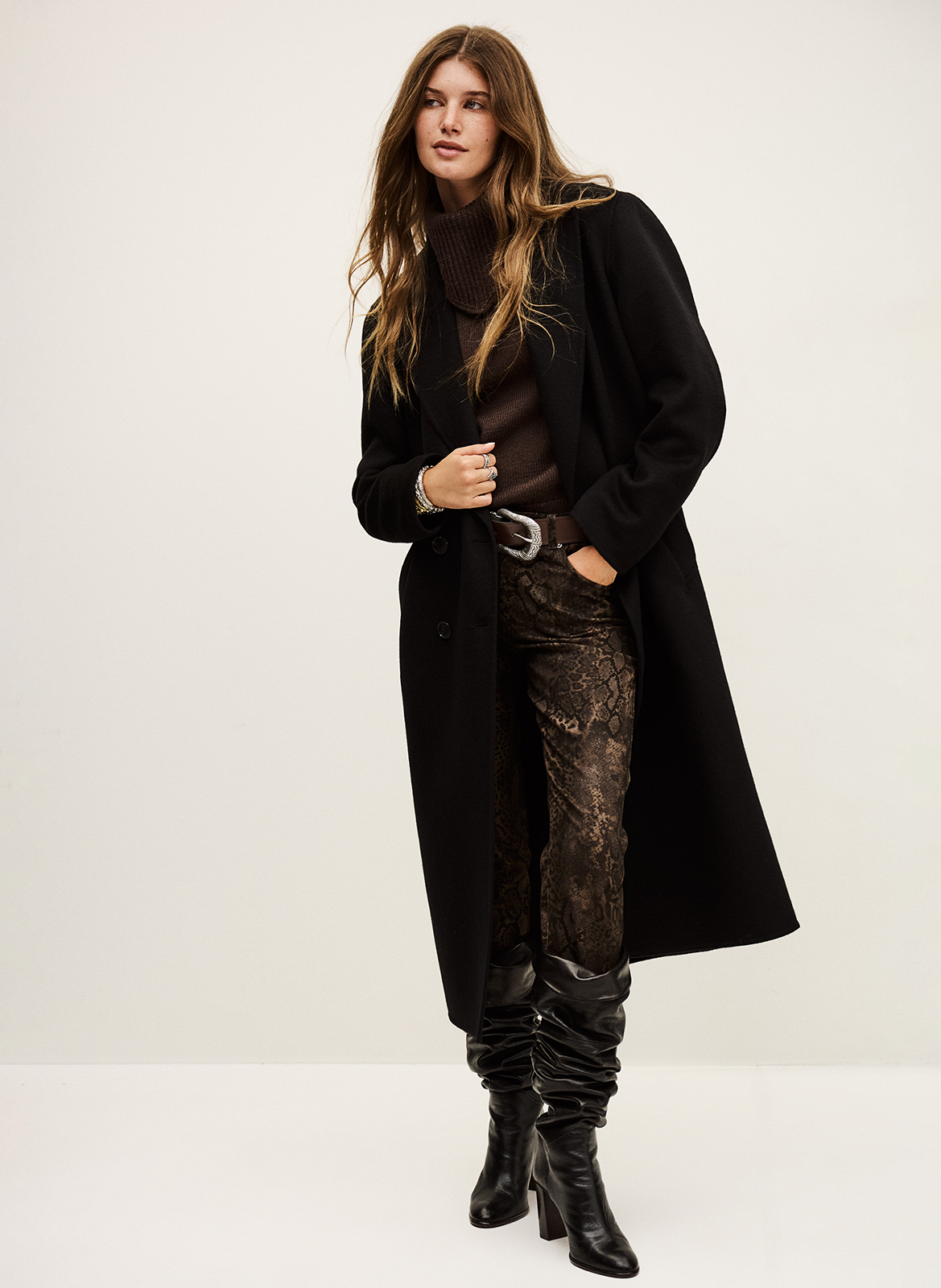 Manteau oversize col tailleur en laine mélangée koxlow BA&SH Noir