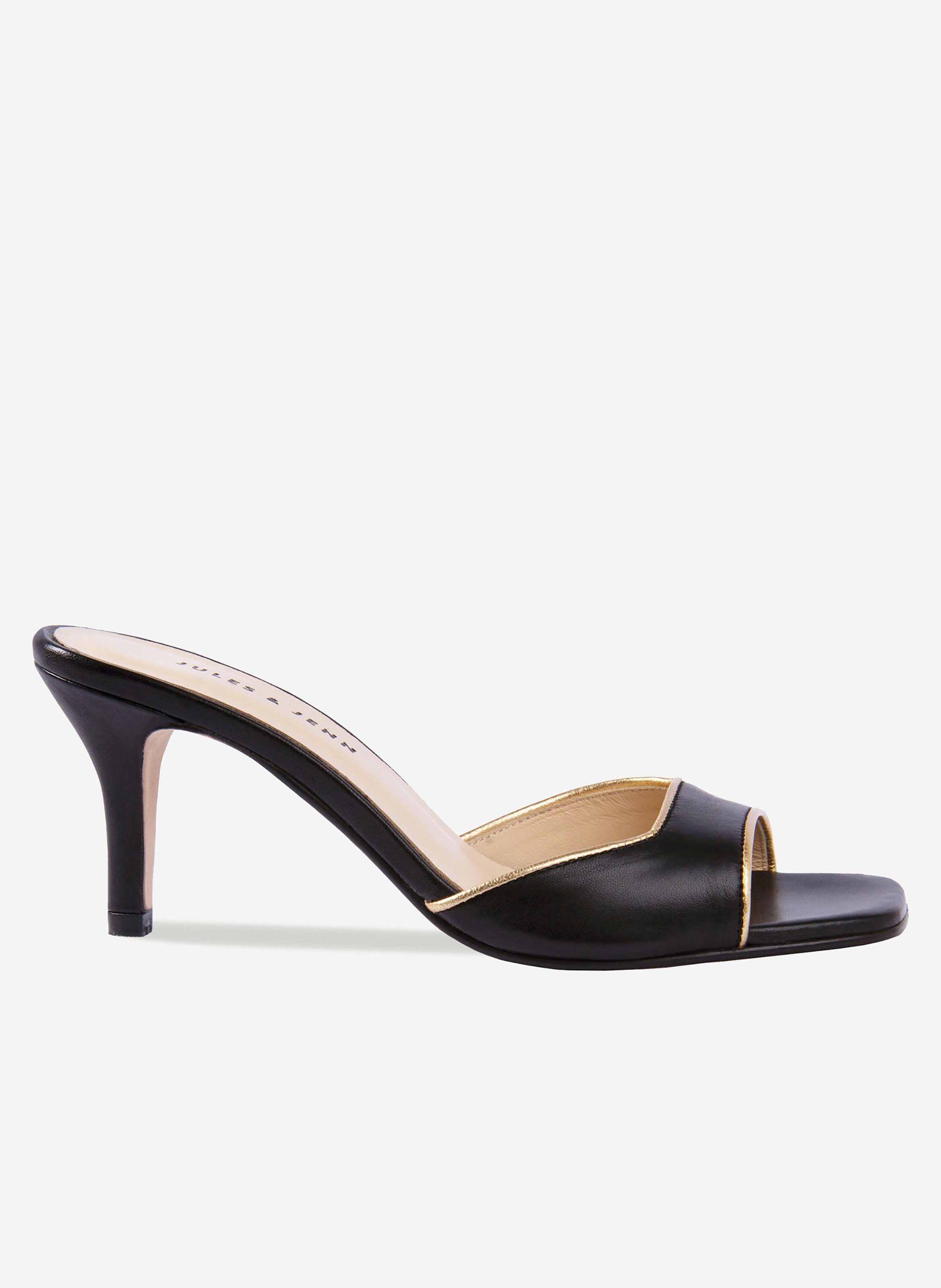 Mules talon fin cuir JULES & JENN Noir