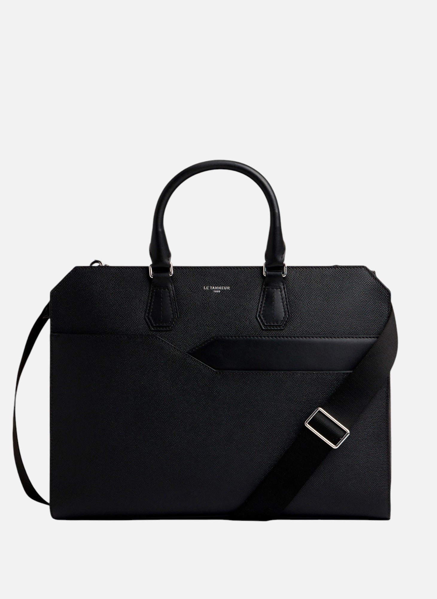 Porte documents 15" gaston en cuir grain croisé NoirLE TANNEUR