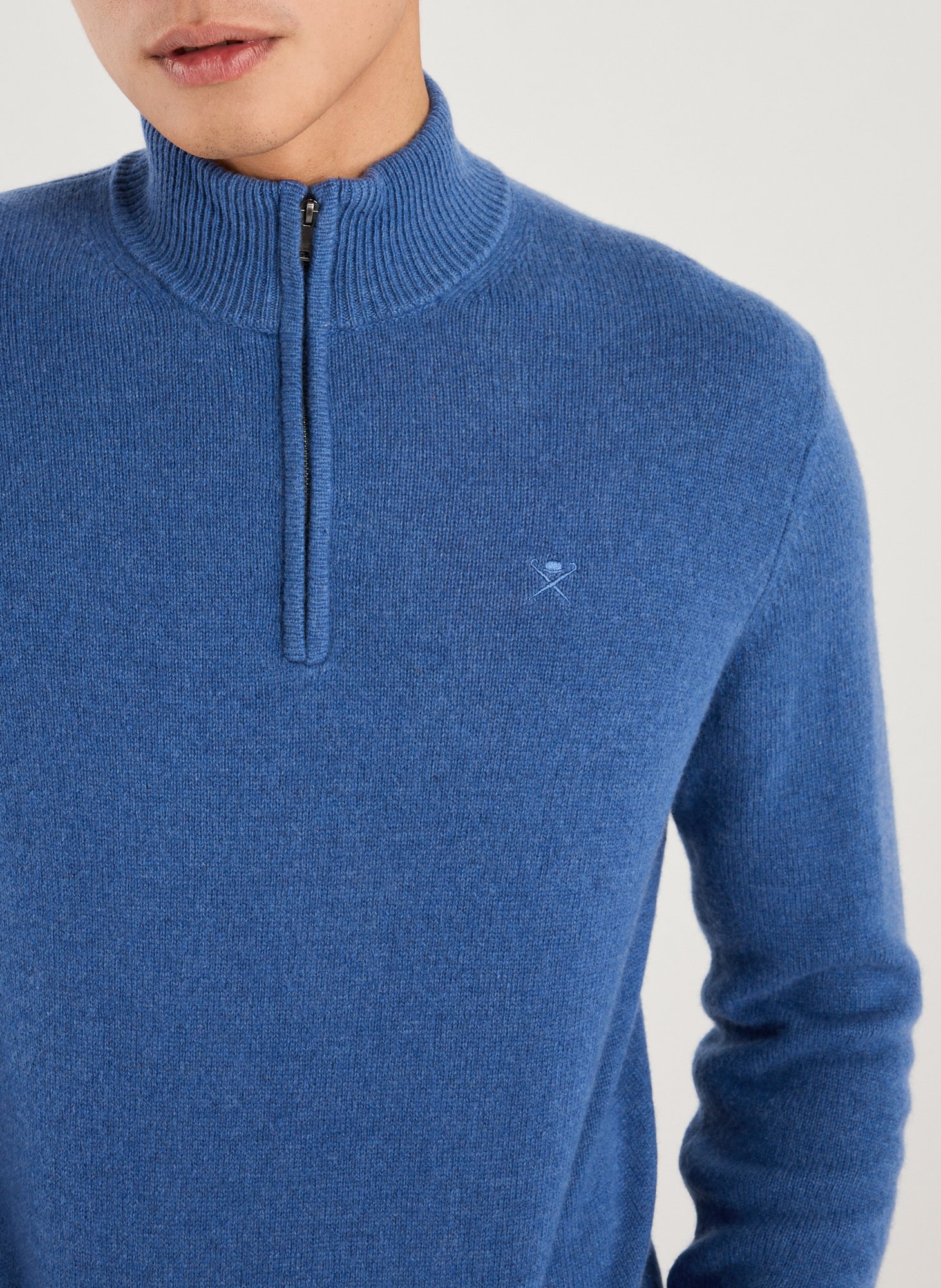 High collar sweatshirt in wool HACKETT Blue