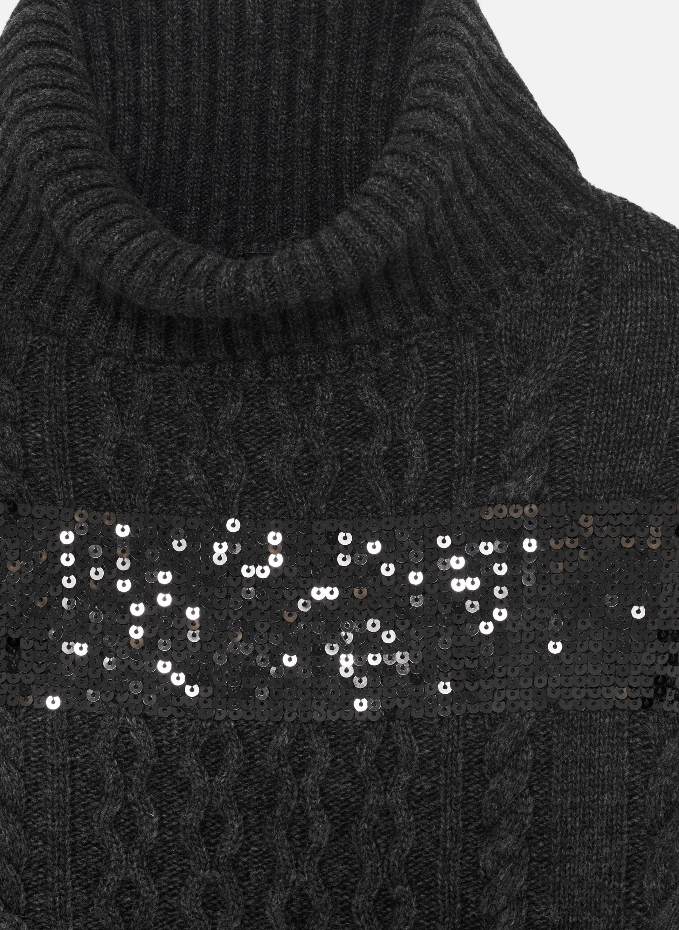 Pull col roulé avec bandes en sequins THE KOOPLES Gris