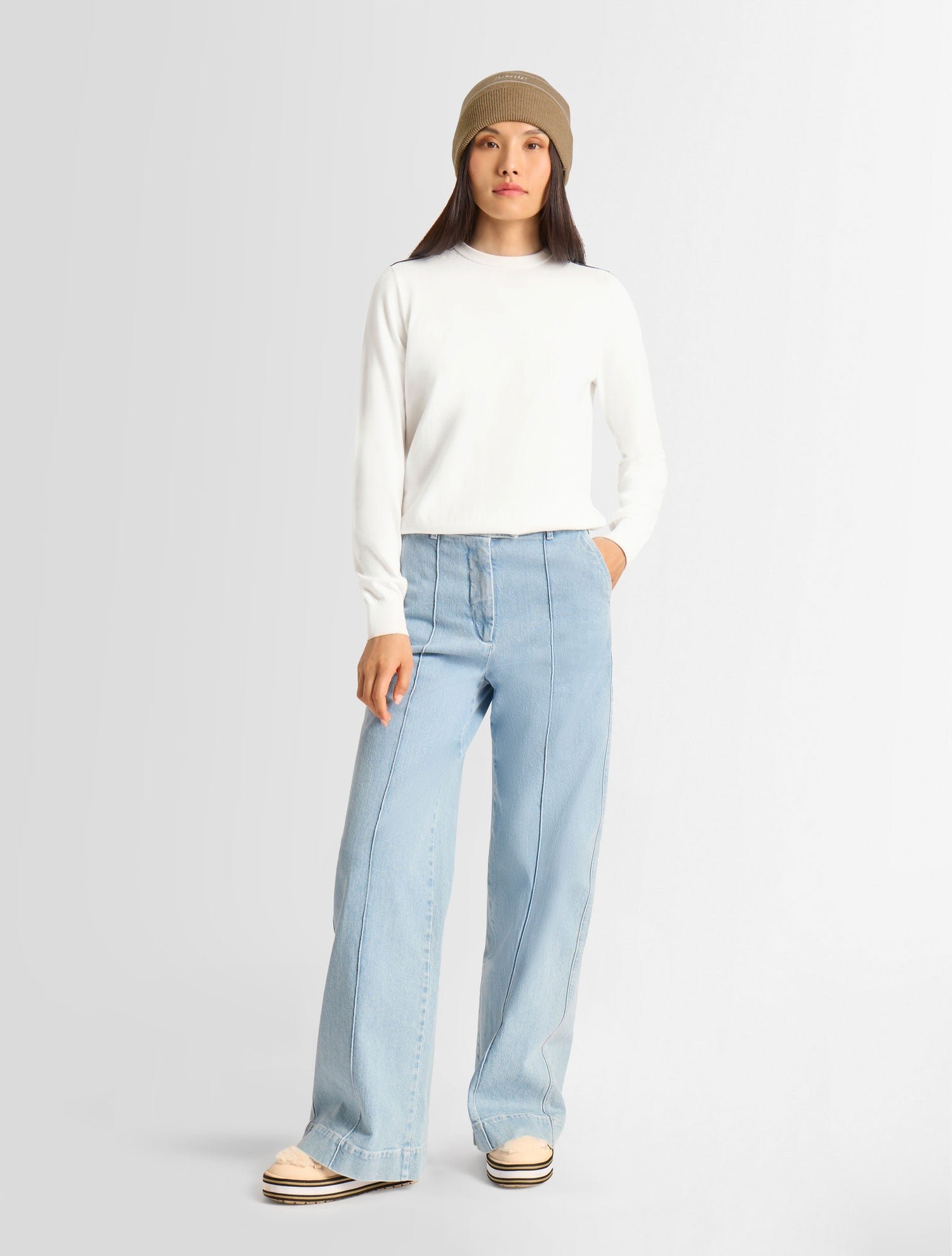 Pull ottavia col rond coupe ajustée FUSALP Blanc