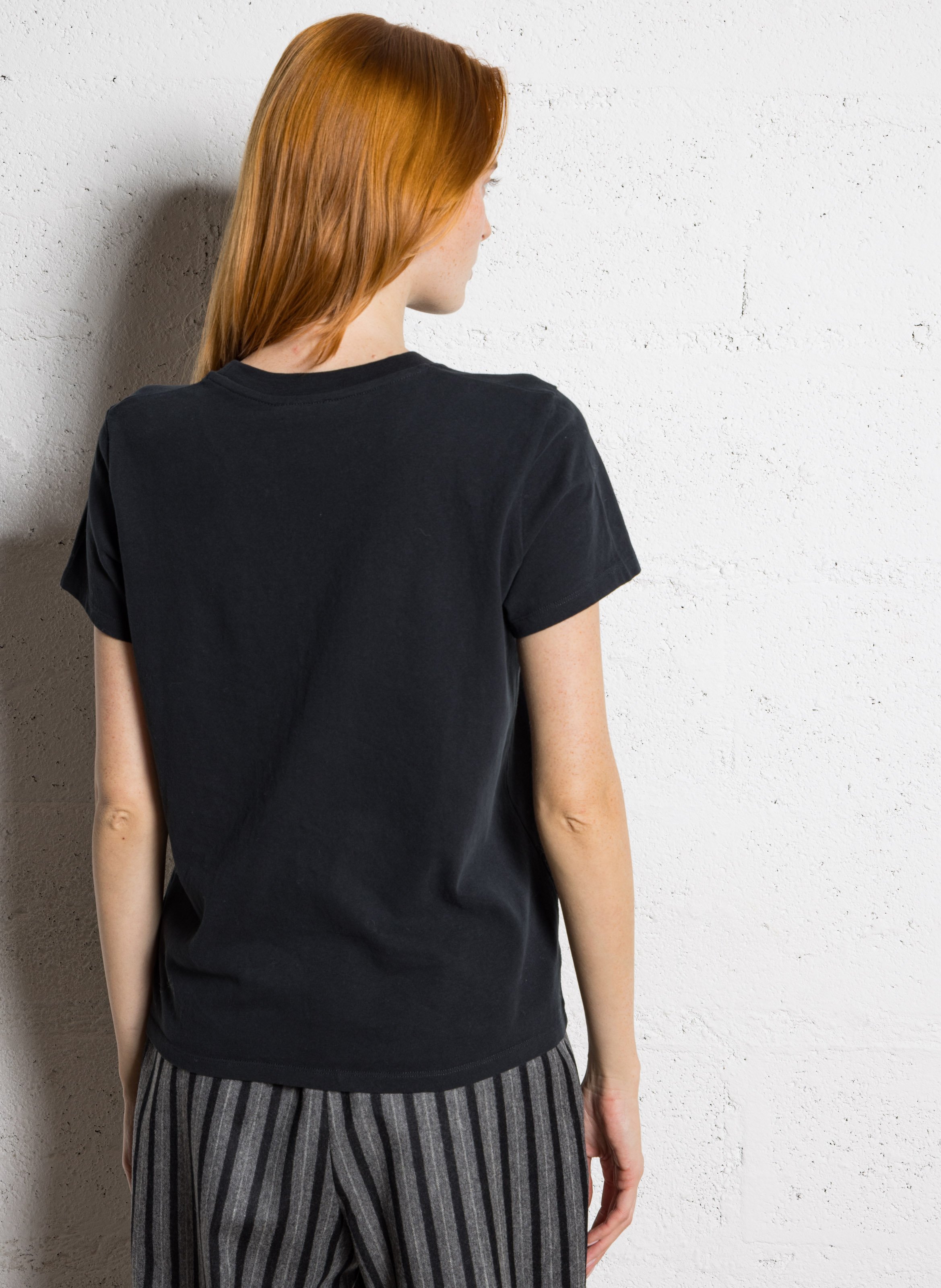 Tee-shirt droit col rond en coton Ykobow AMERICAN VINTAGE Noir