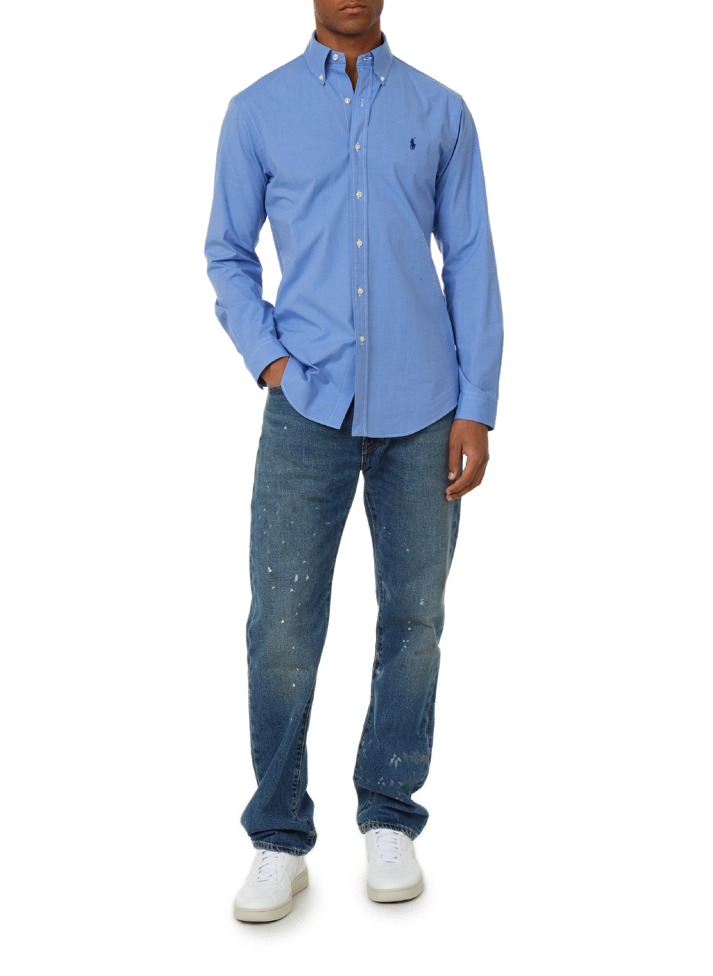 Chemise droite en coton stretch POLO RALPH LAUREN Bleu