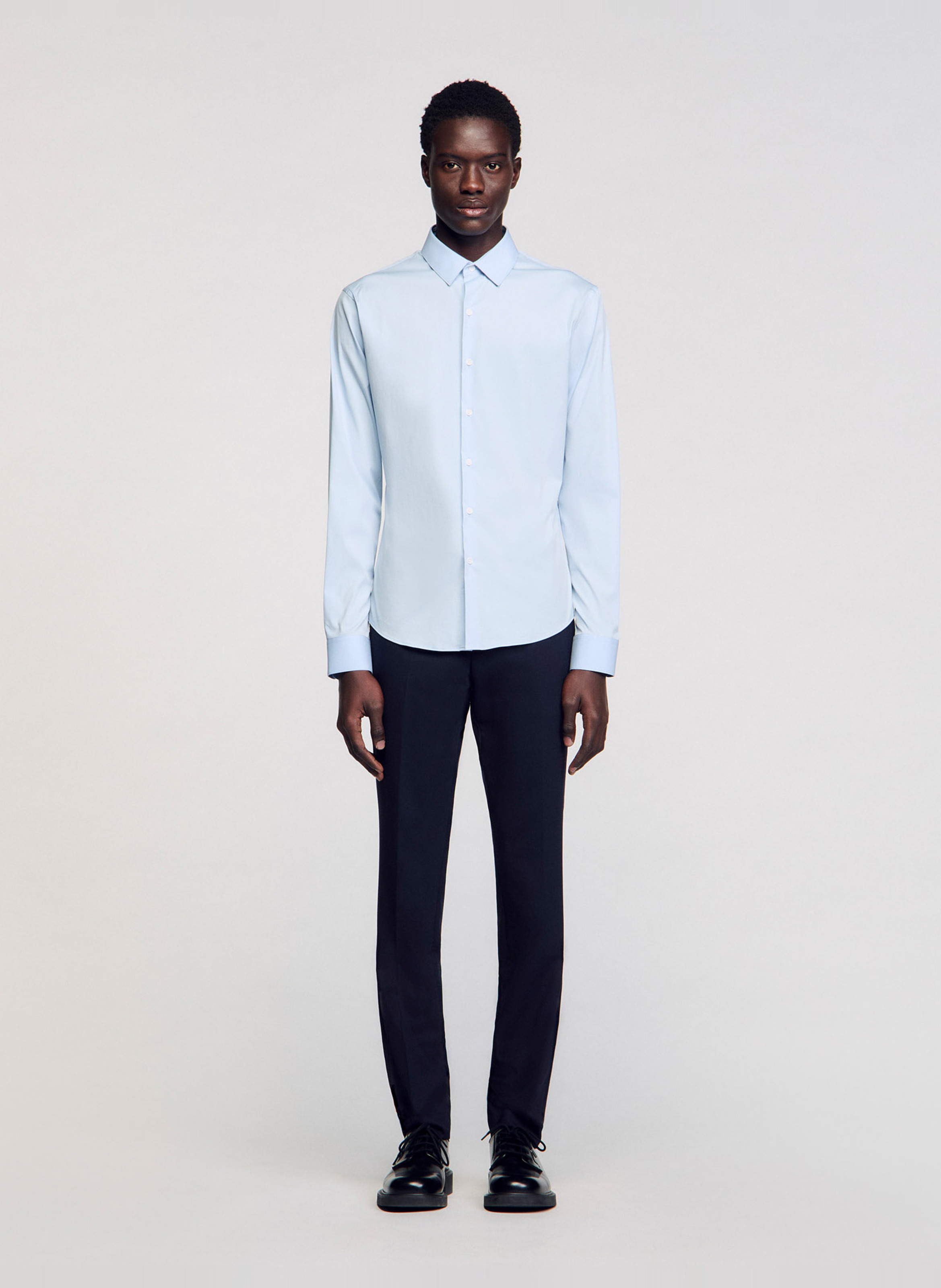 Chemise slim-fit en coton stretch SANDRO Bleu