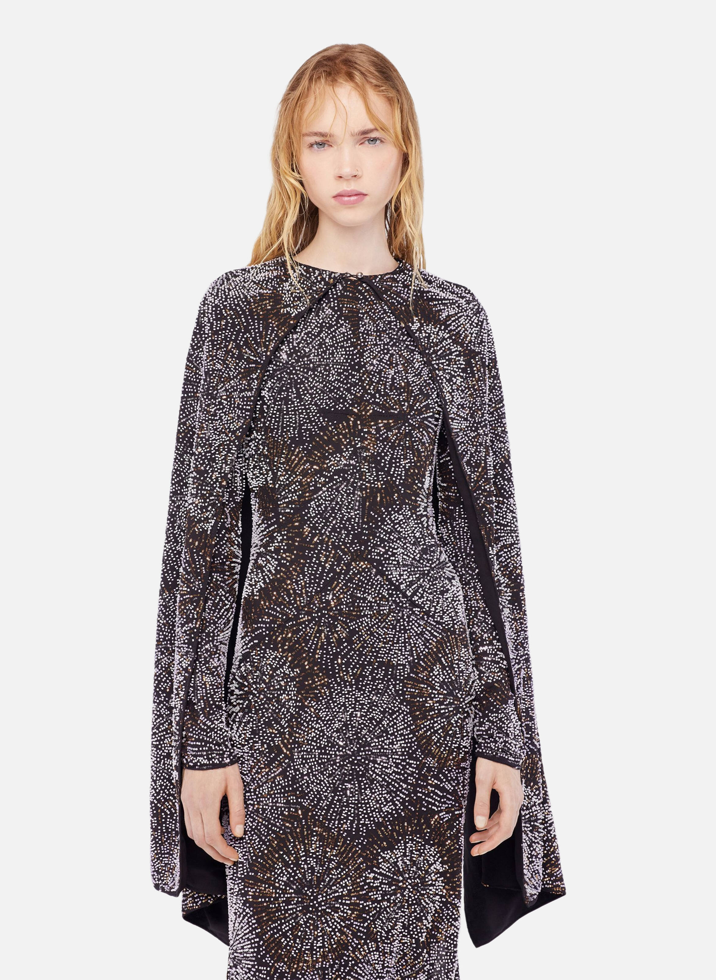 Robe en crêpe avec broderies de perles RABANNE Noir