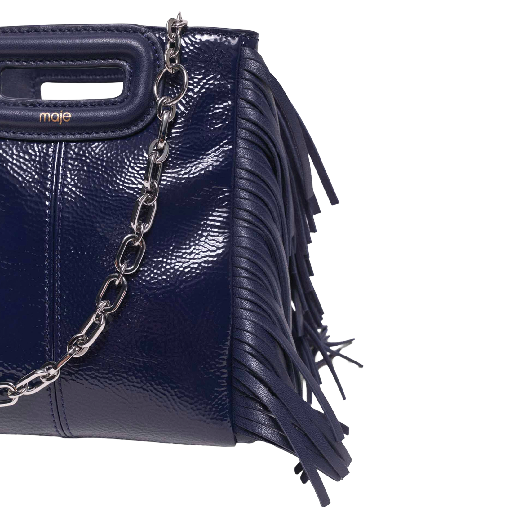 Sac bandoulière en cuir m mini MAJE Bleu