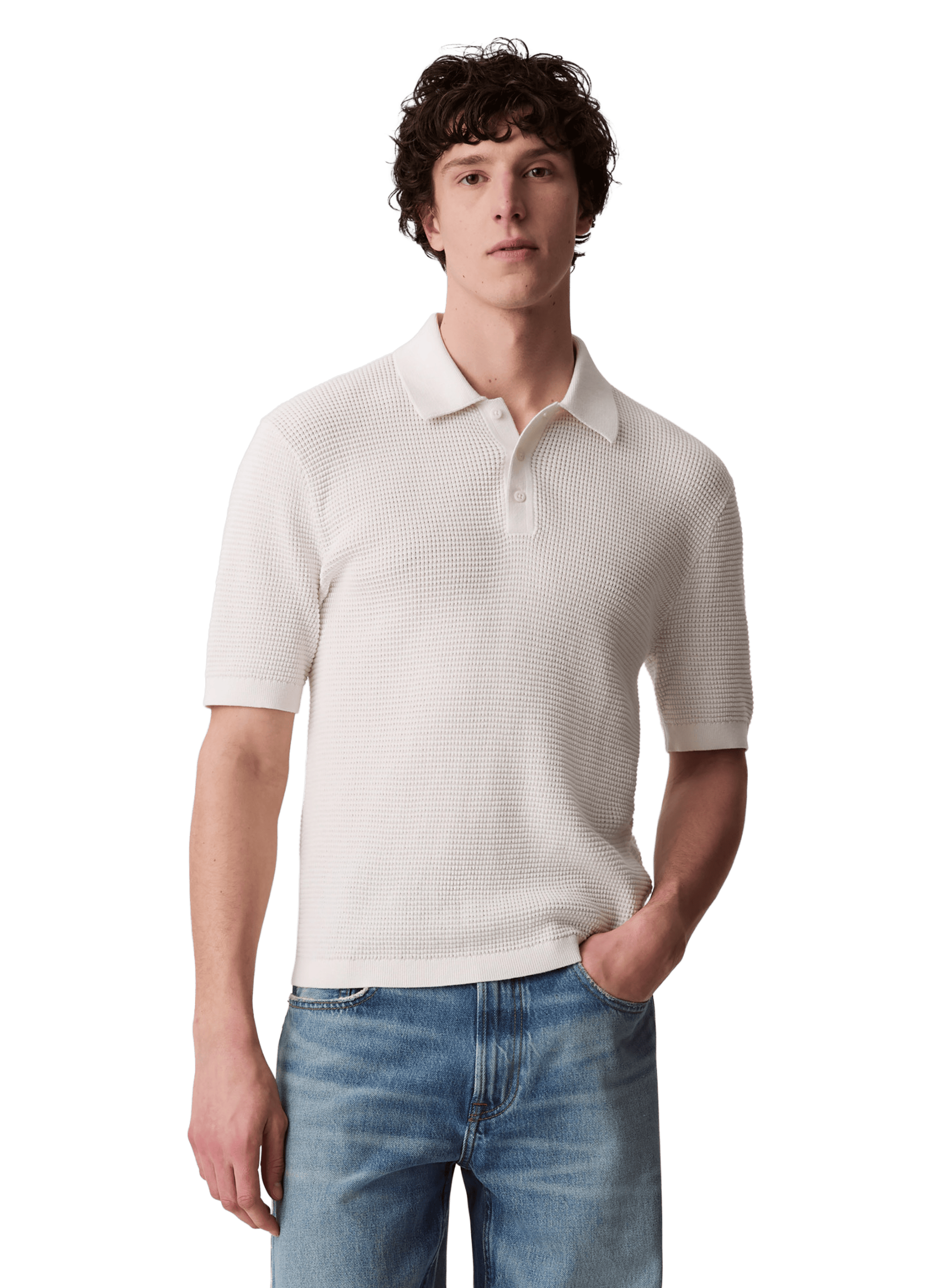 CALVIN KLEIN Textured polo shirt White