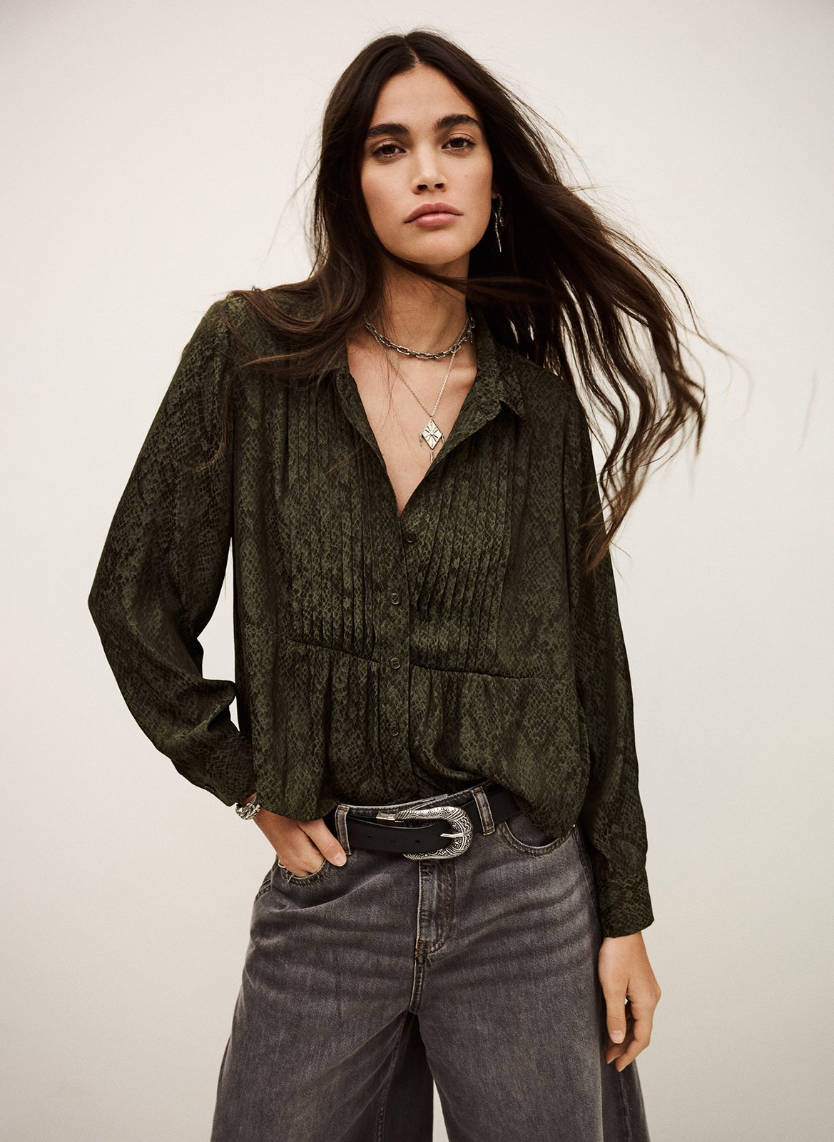 Chemise col classique riata BA&SH Kaki