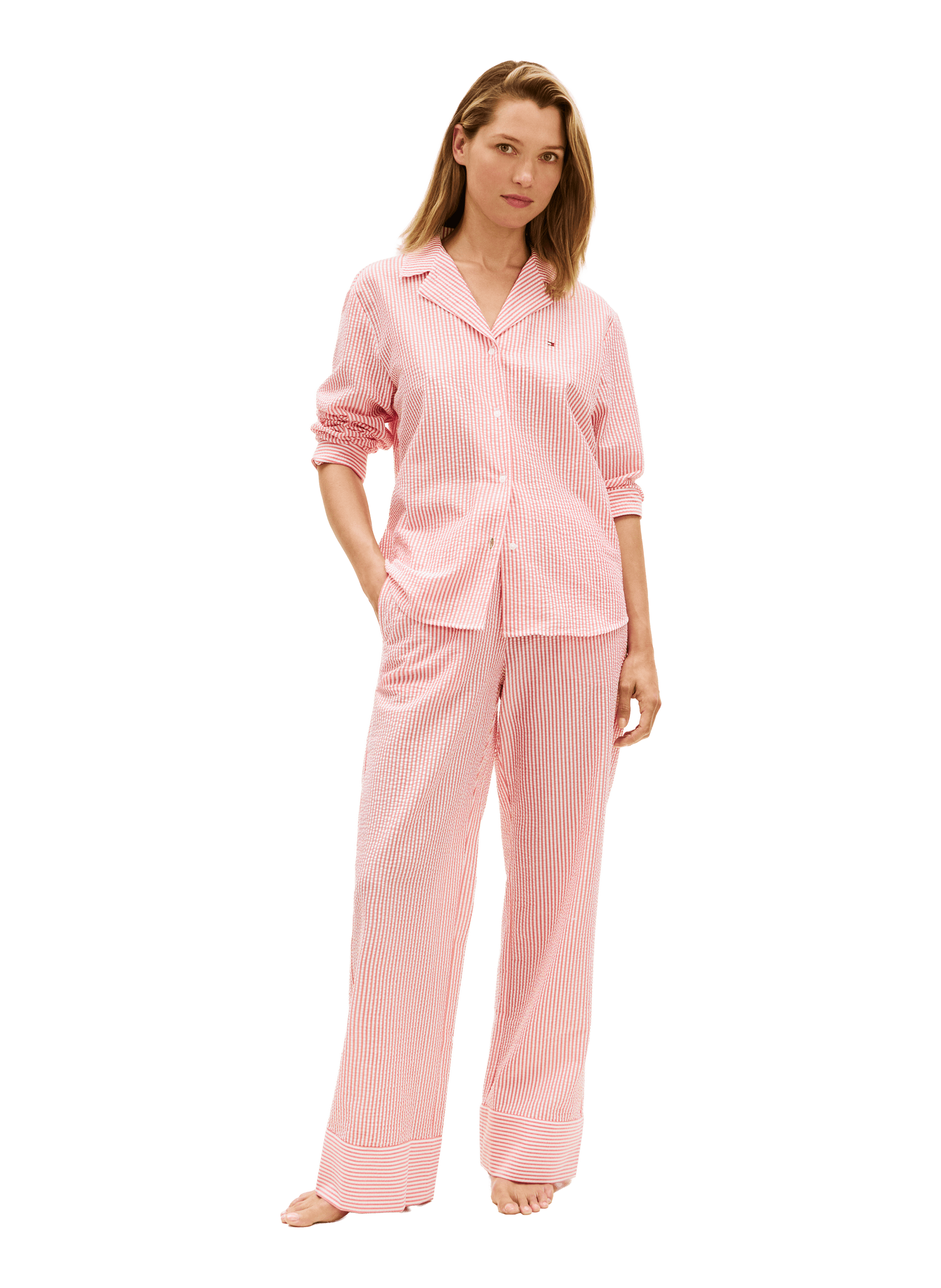 Pantalon de pyjama droit en maille gaufrée TOMMY HILFIGER Orange