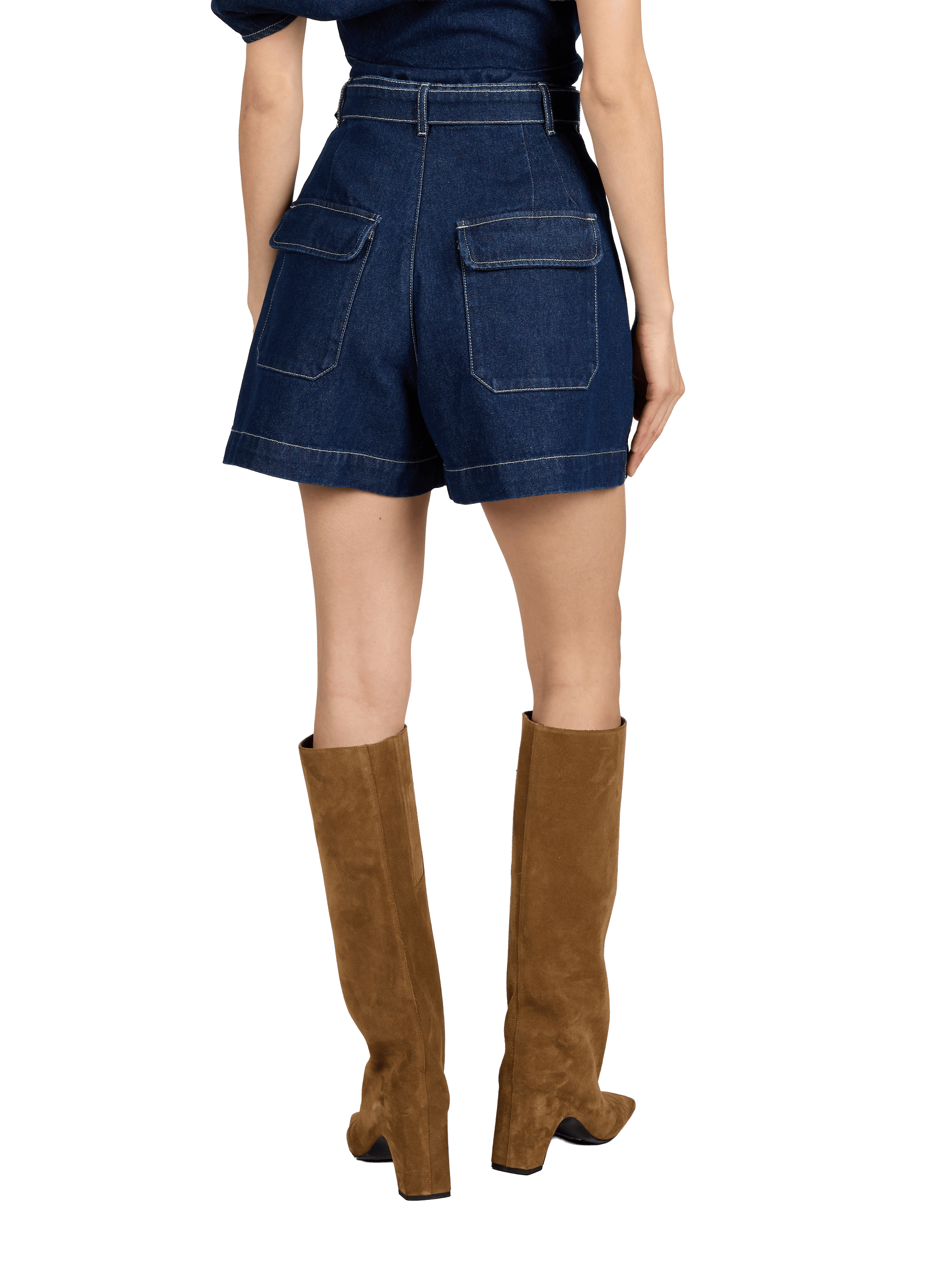 Short denim en coton MARQUES ALMEIDA Bleu