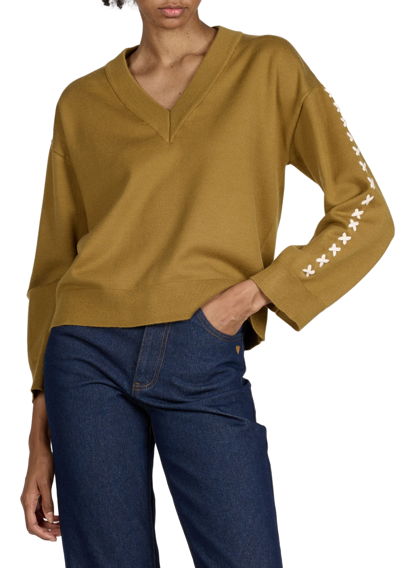 Vikasta V-neck sweater VILA Brown