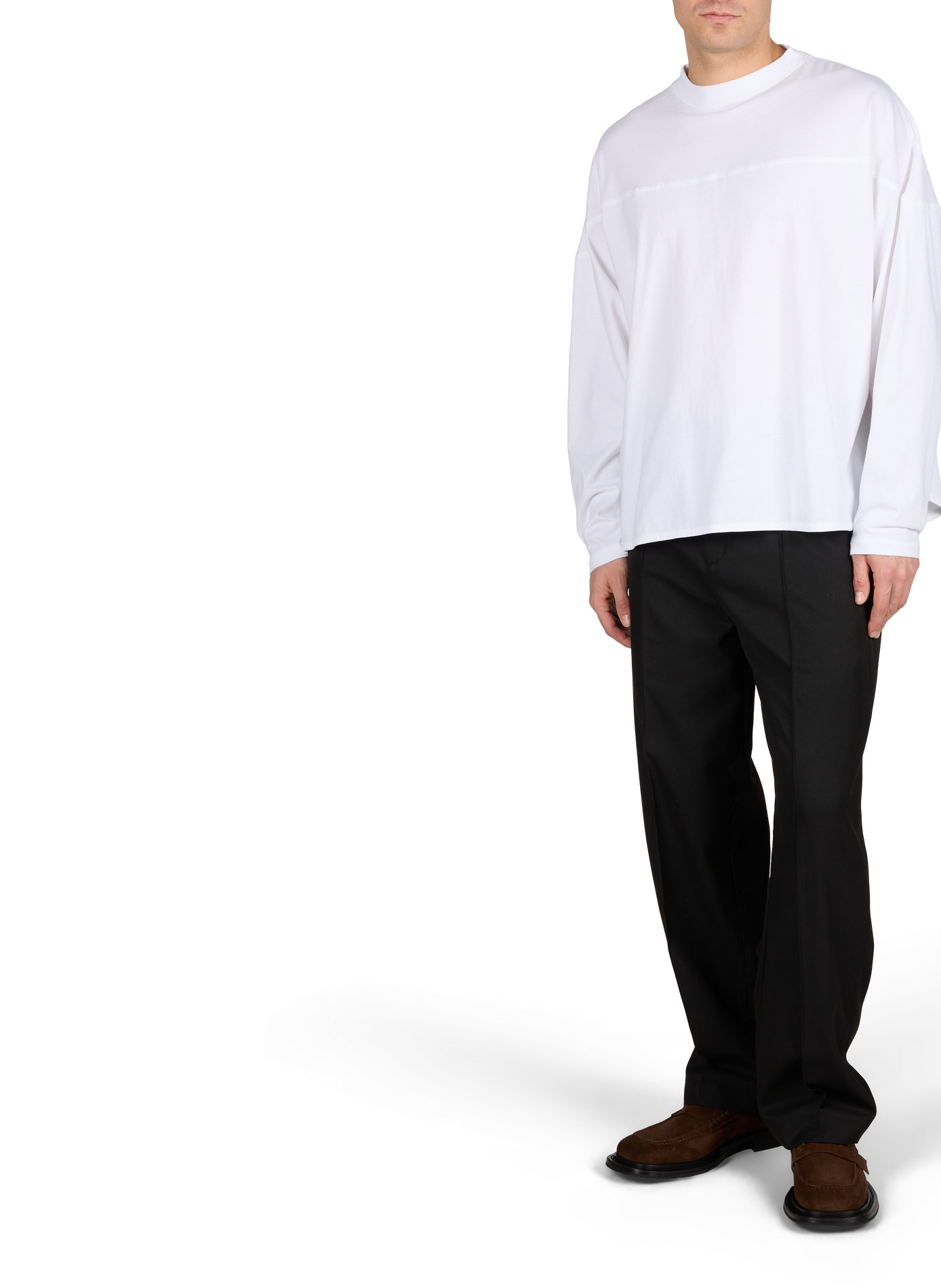 T-shirt large à manches longues en coton JACQUEMUS Blanc