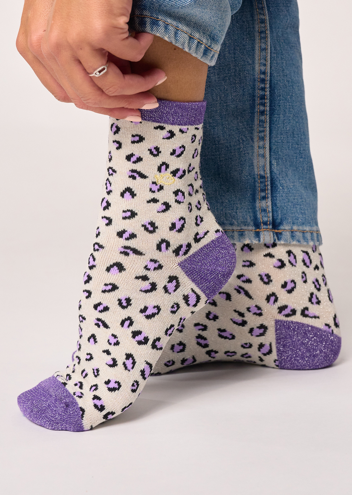 Chaussettes en coton peigné léopard BILLYBELT Beige