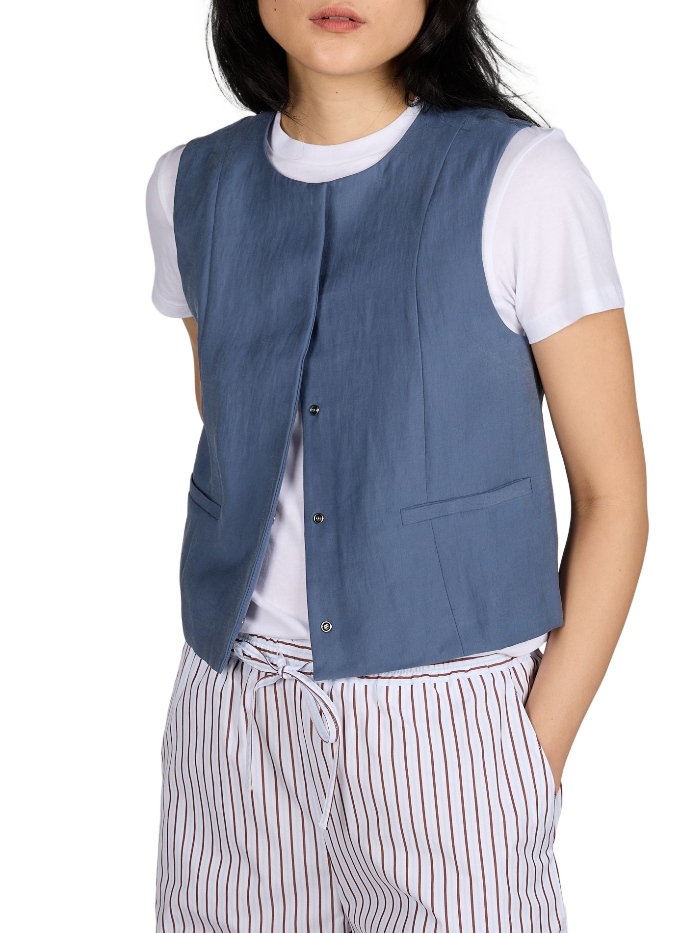 Sleeveless straight vest MSCH Blue