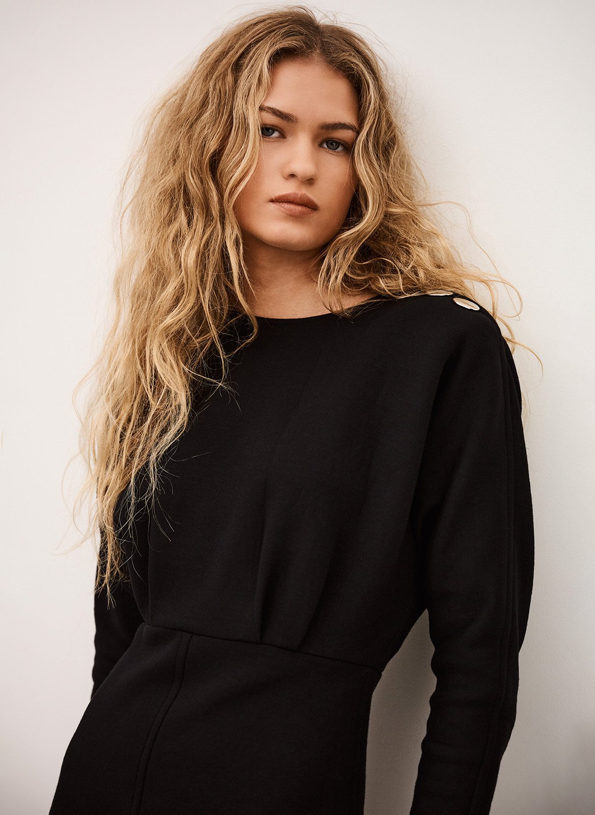 Robe midi col rond en coton mélangé bryt BA&SH Noir