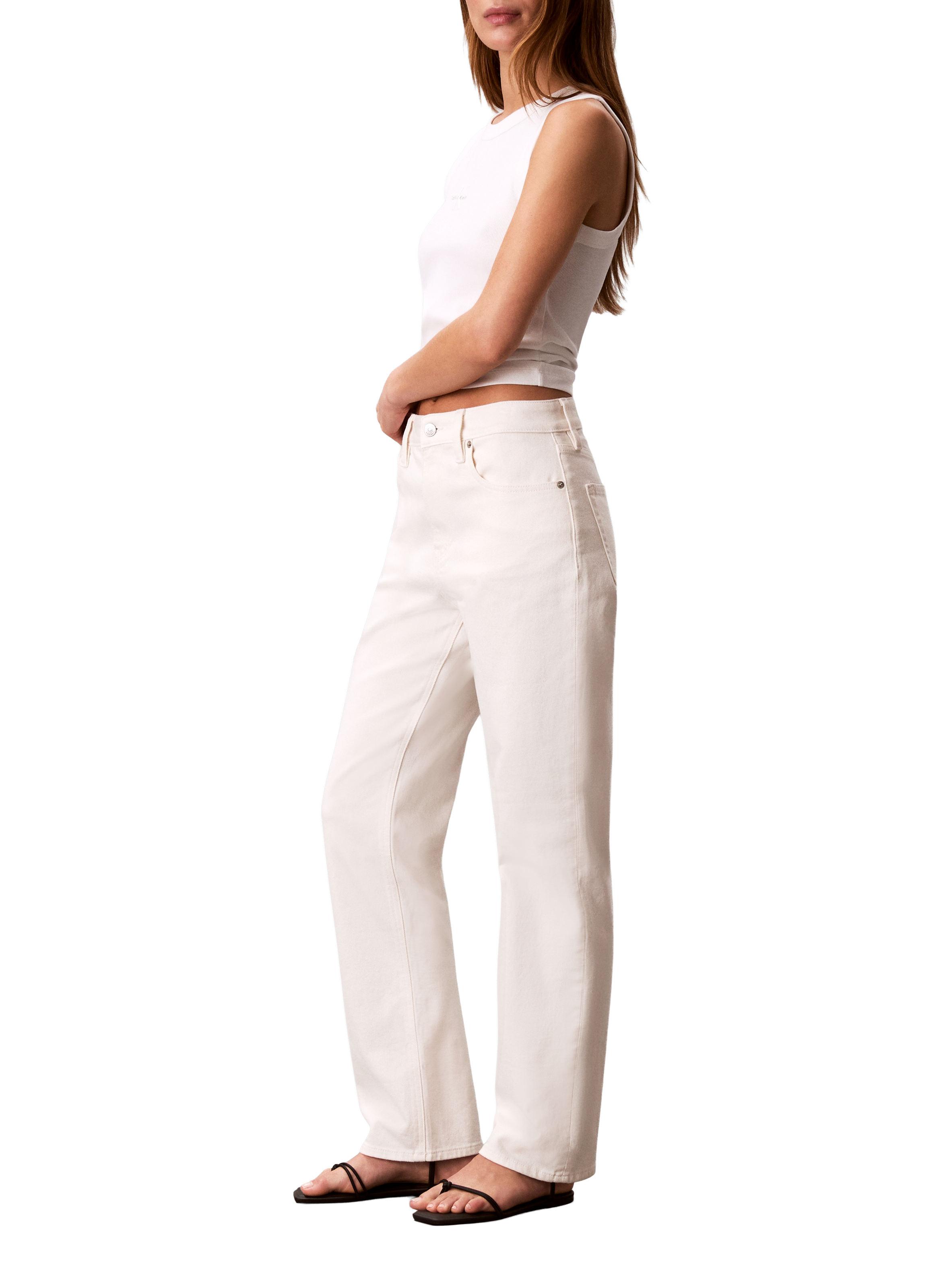 Jean droit en coton mélangé CALVIN KLEIN Blanc