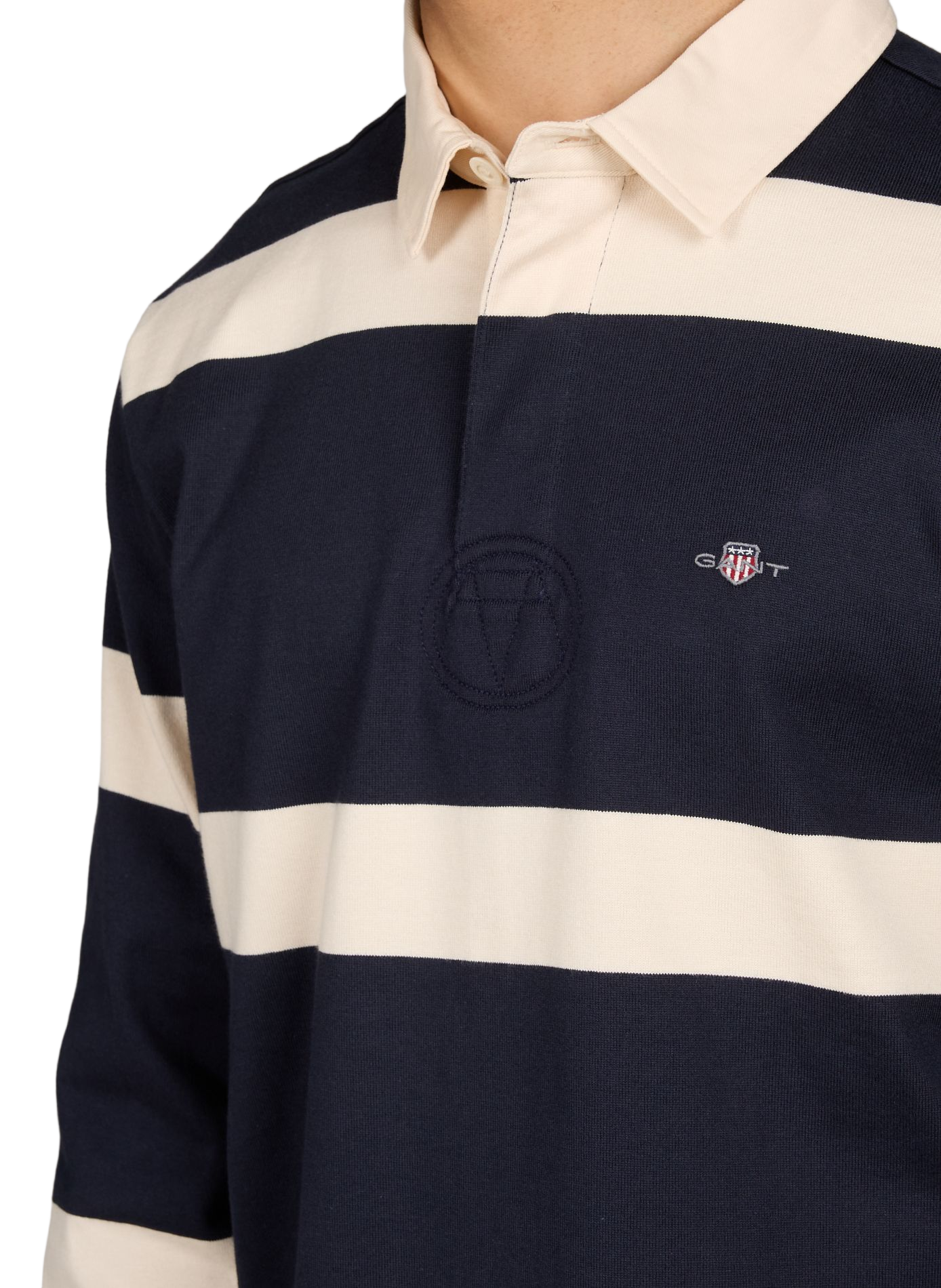 Long-sleeved polo with wide stripes GANT Blue
