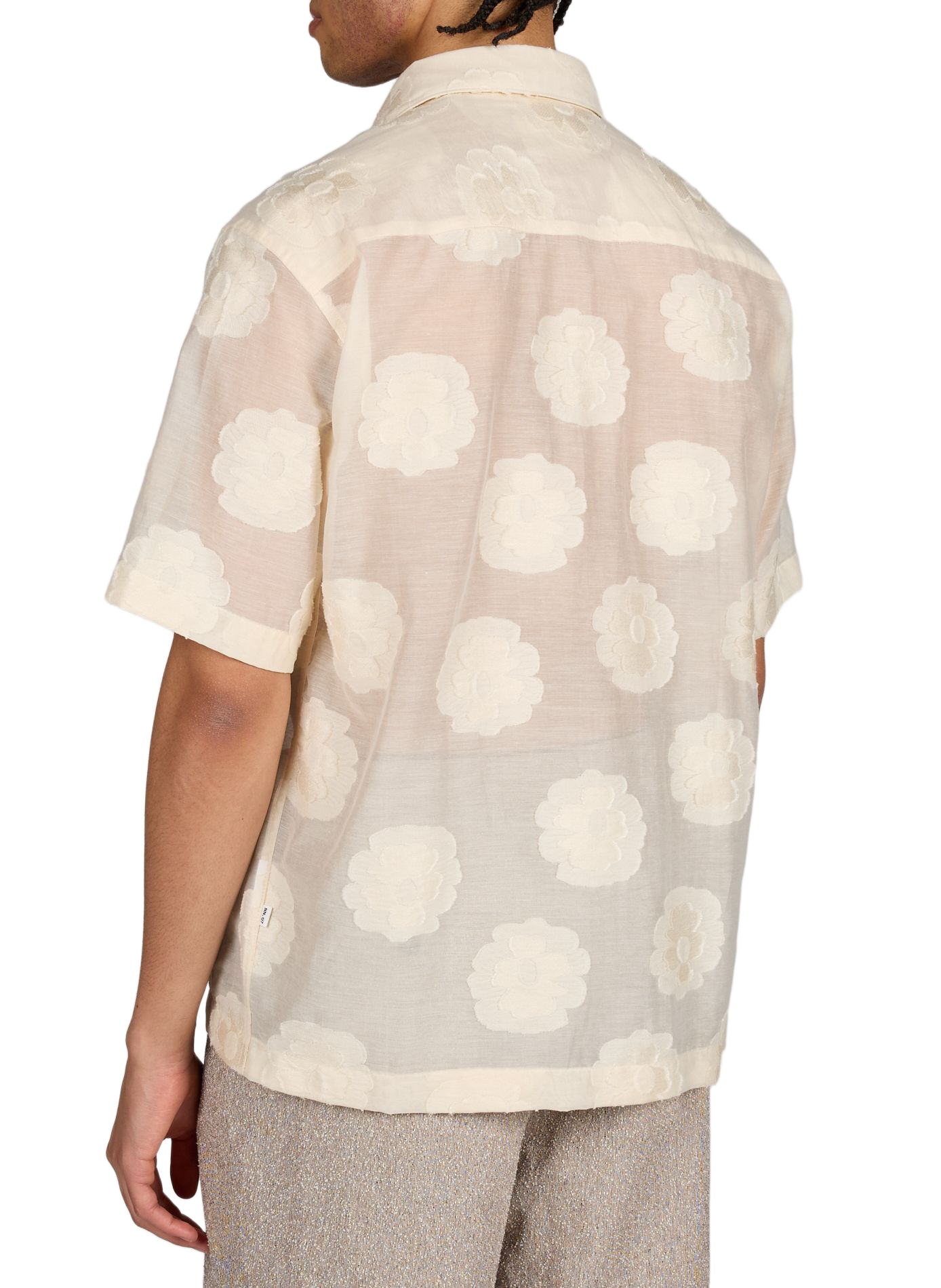 Chemise droite à broderie Freddy en coton bio mélangé NN.07 Beige