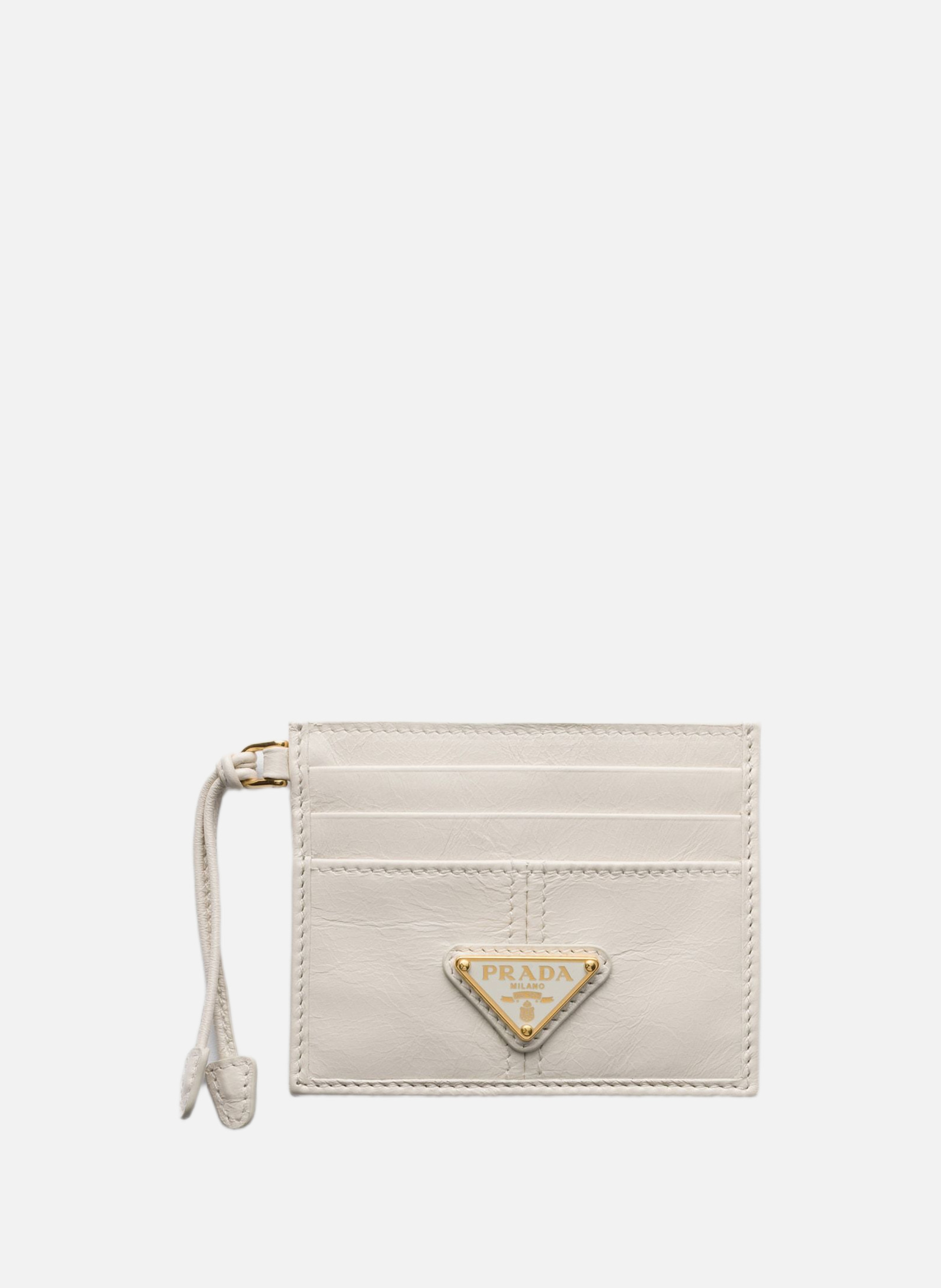 Porte-cartes en cuir PRADA Blanc