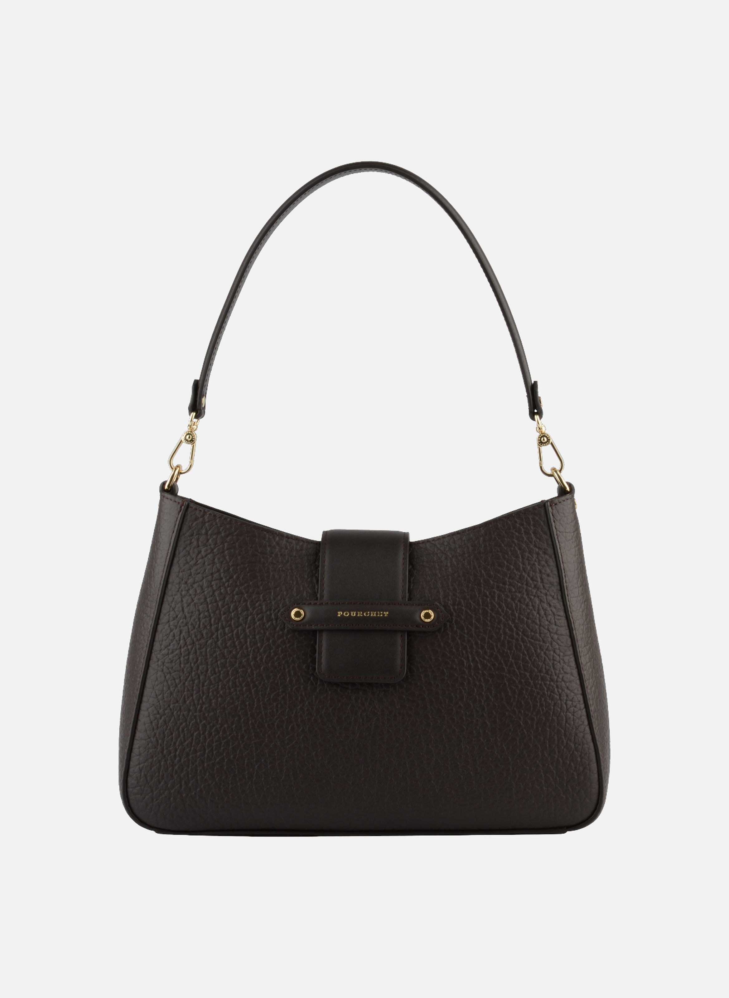 Fleuves | sac porté épaule gm en cuir de vachette POURCHET Marron