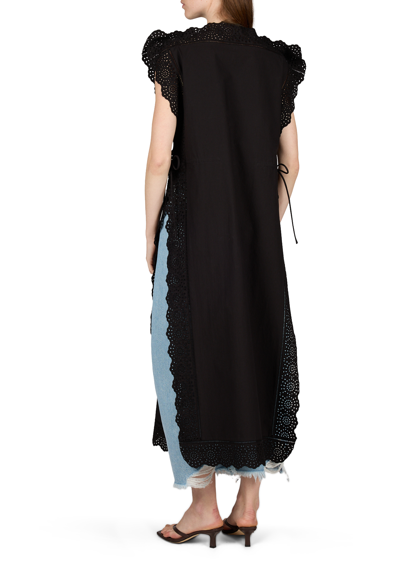 Robe midi à broderies anglaises en coton BY MALENE BIRGER Black