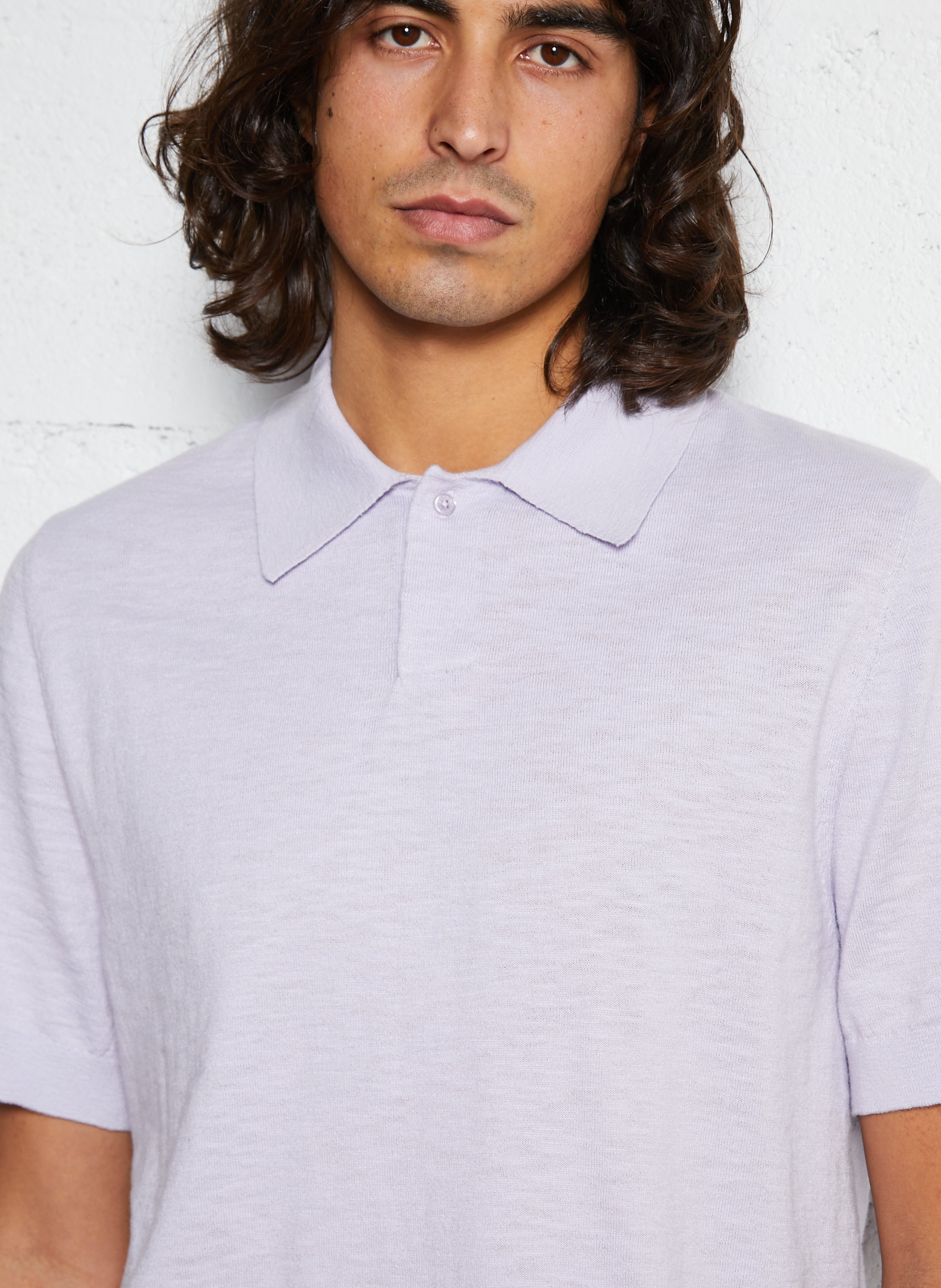 Polo manches courtes en maille flammée IKKS Violet