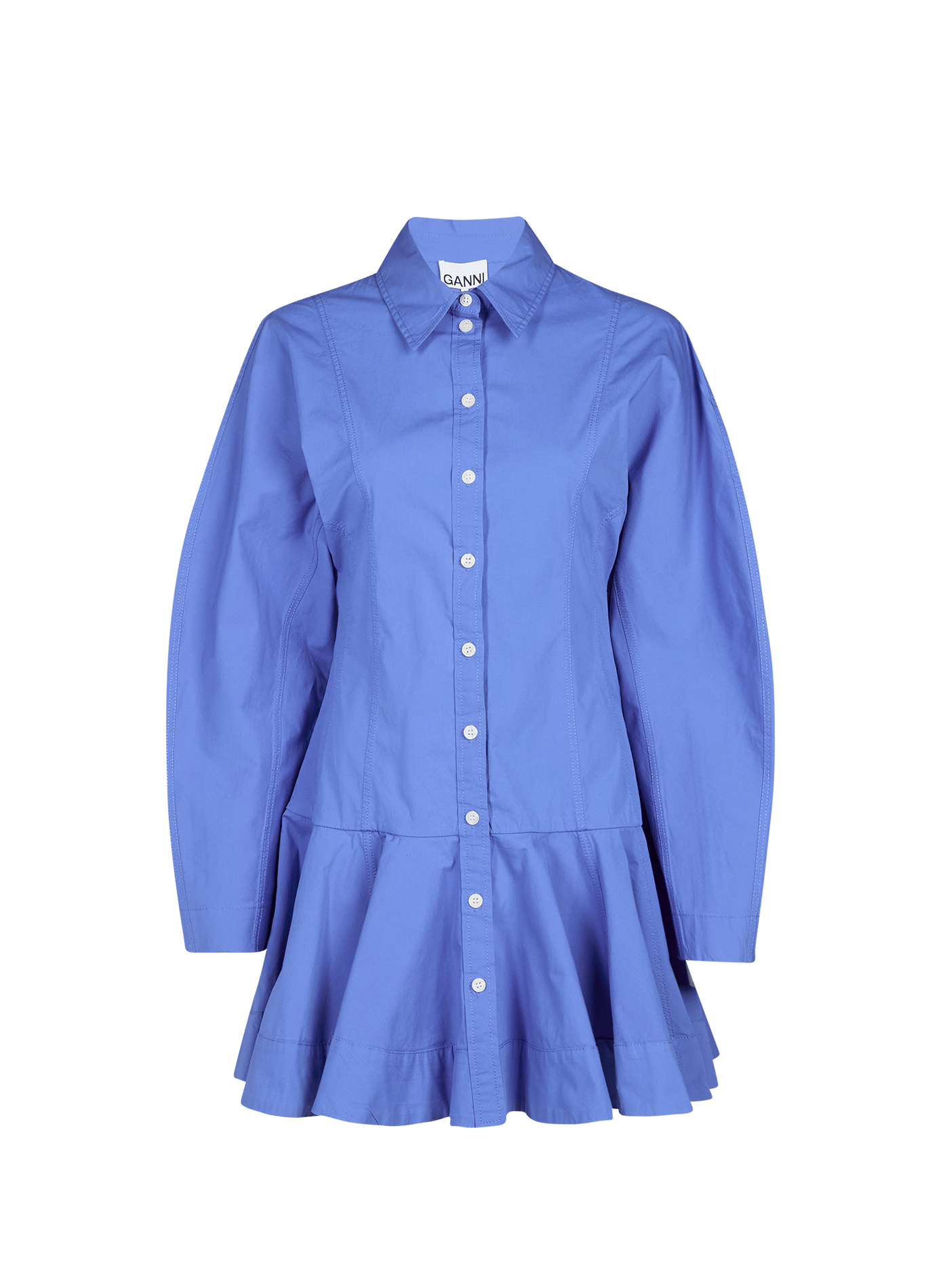 Cotton-blend mini dress GANNI Blue