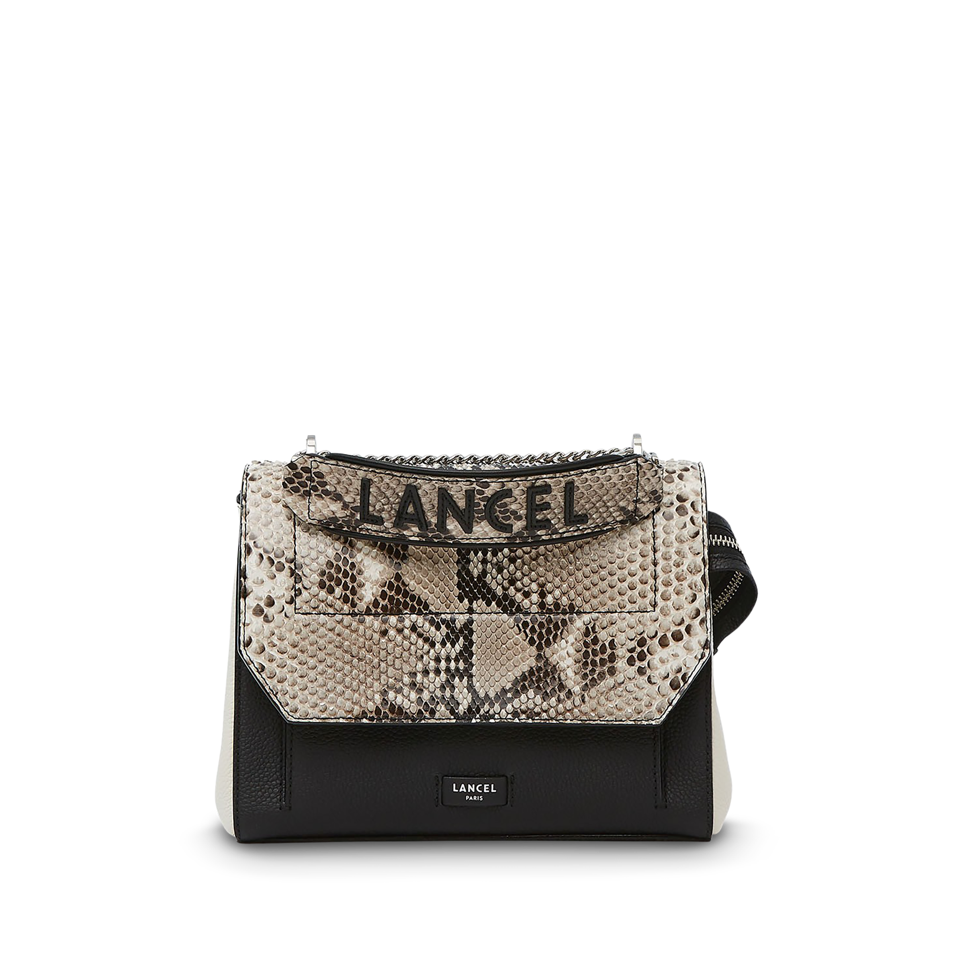 Sac rabat ninon de lancel en cuir de vachette graine & python LANCEL Gris