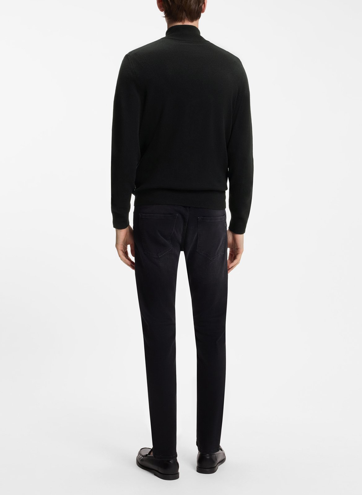 Pull col montant en laine mélangée BOSS Noir