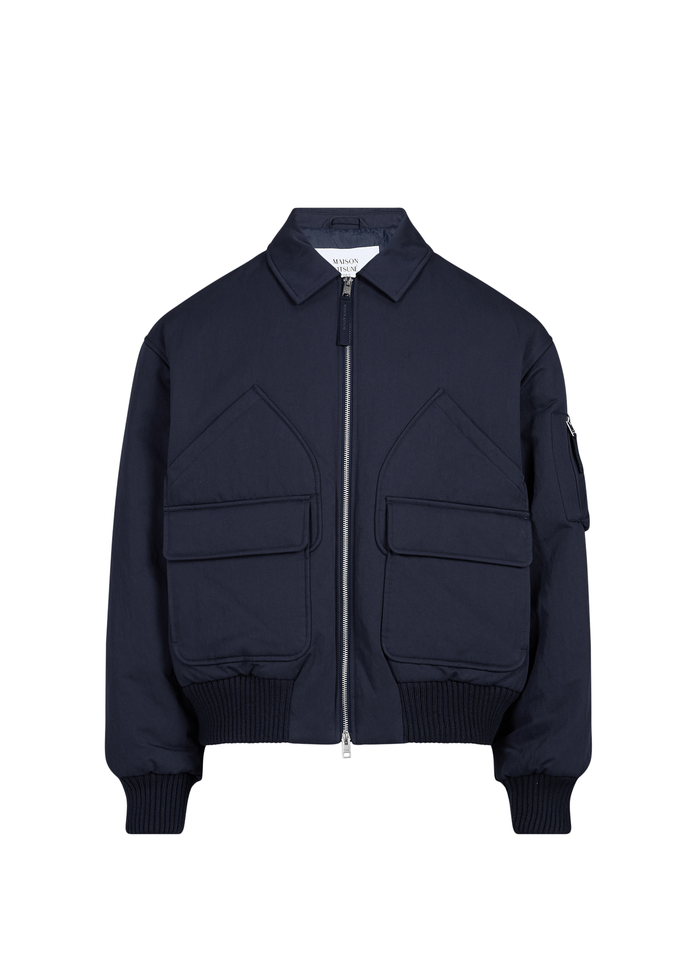Loose fit jacket with classic zippered collar. MAISON KITSUNÉ Blue