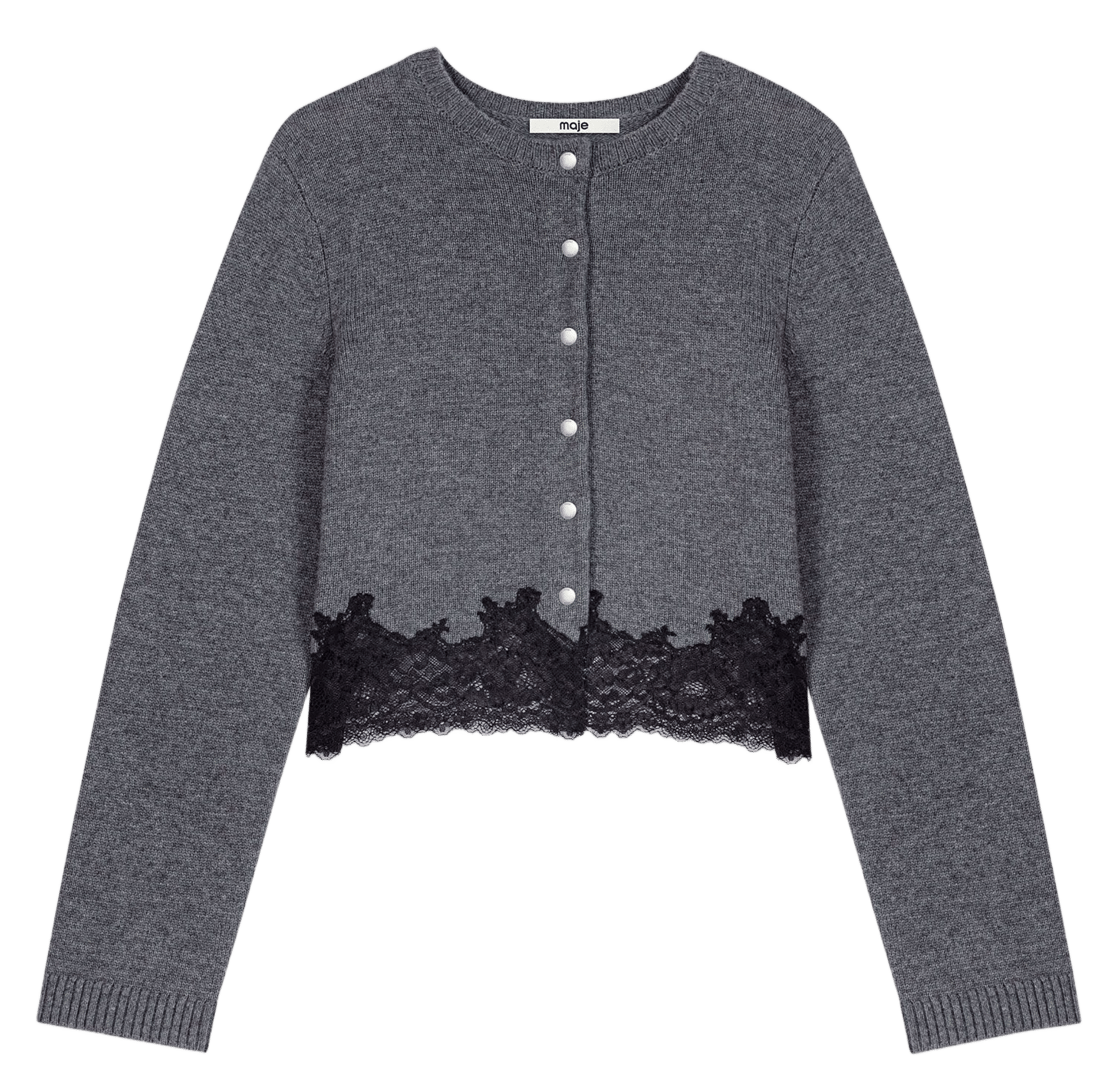 Gilet droit en laine MAJE Gris