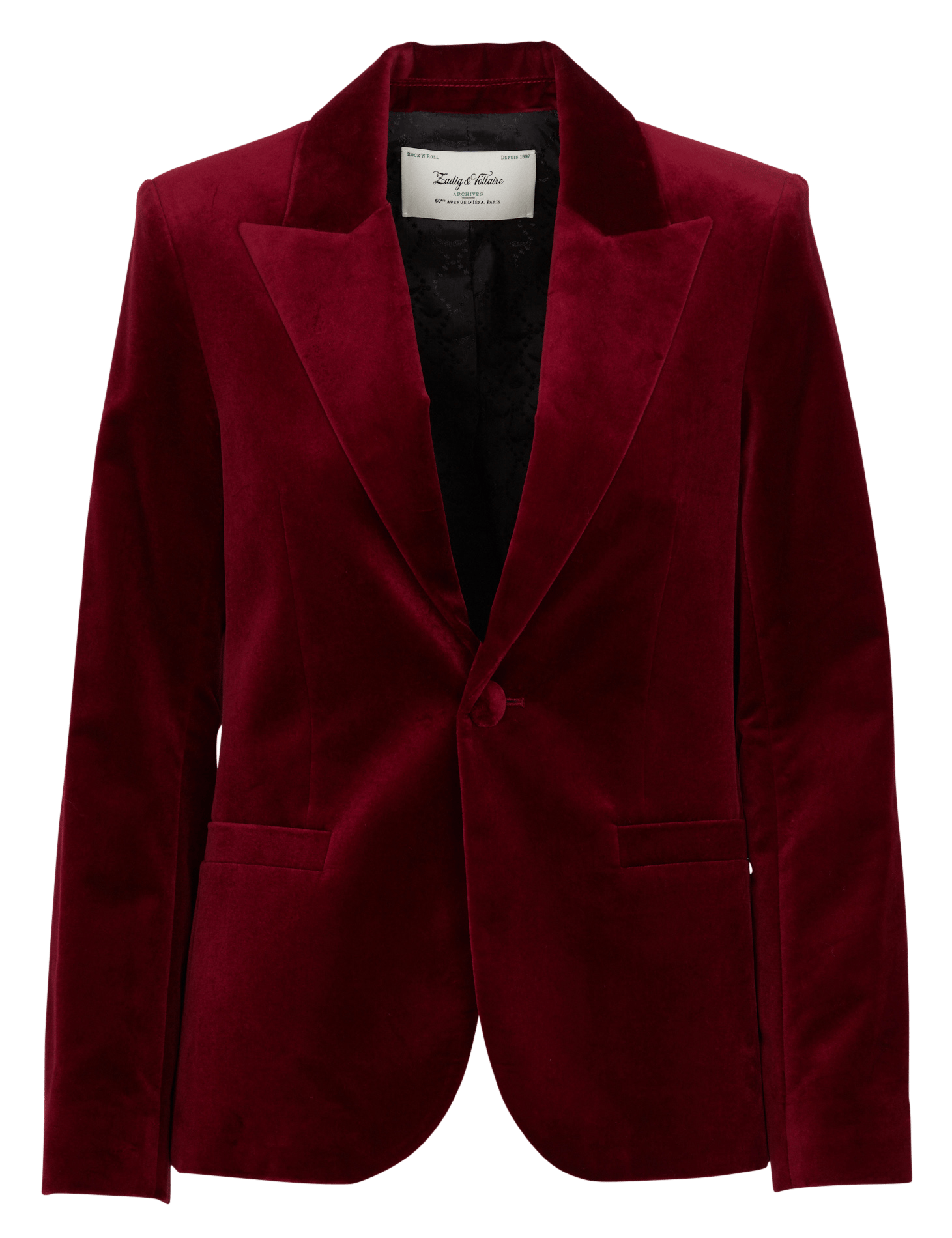 Veste blazer ajustée velours en coton vavy ZADIG&VOLTAIRE Rouge