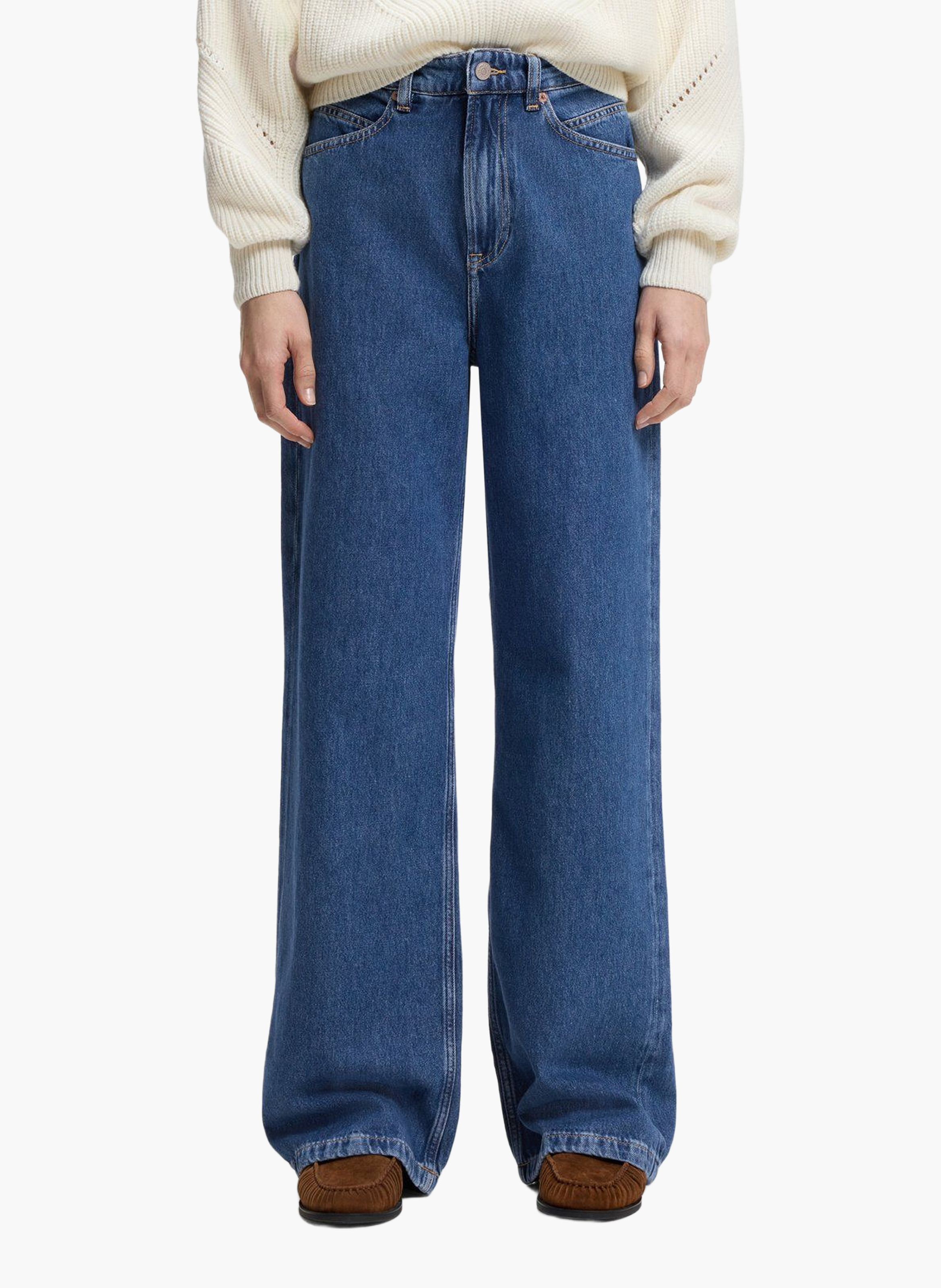 Jean droit en coton BOSS Bleu