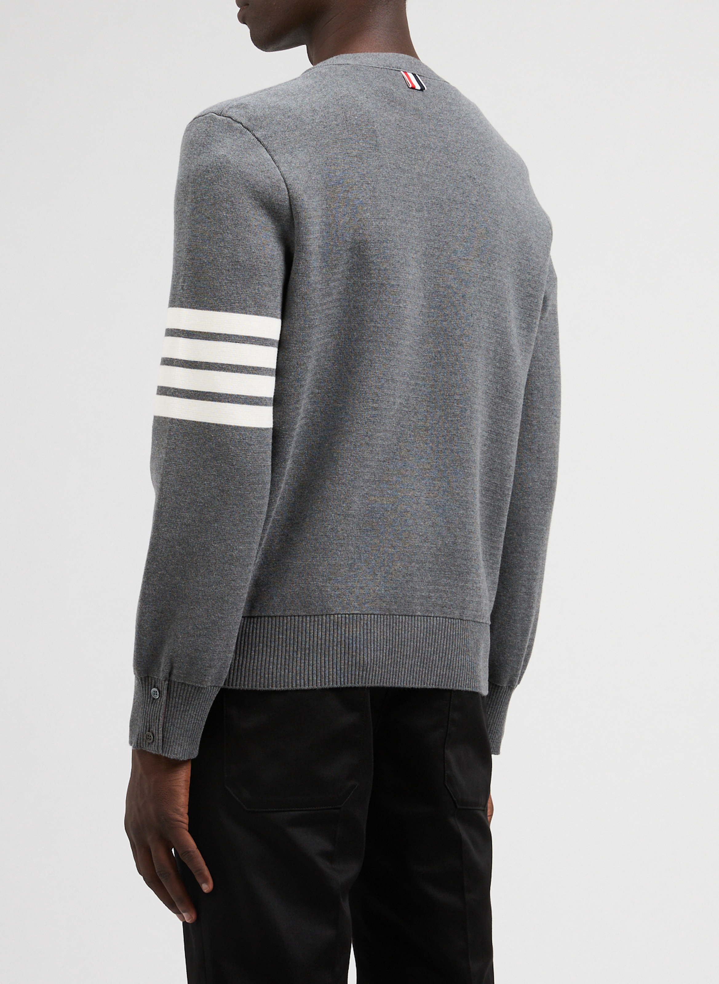 Cardigan mit 4 Bar Milano Stitch aus Baumwolle THOM BROWNE Grau