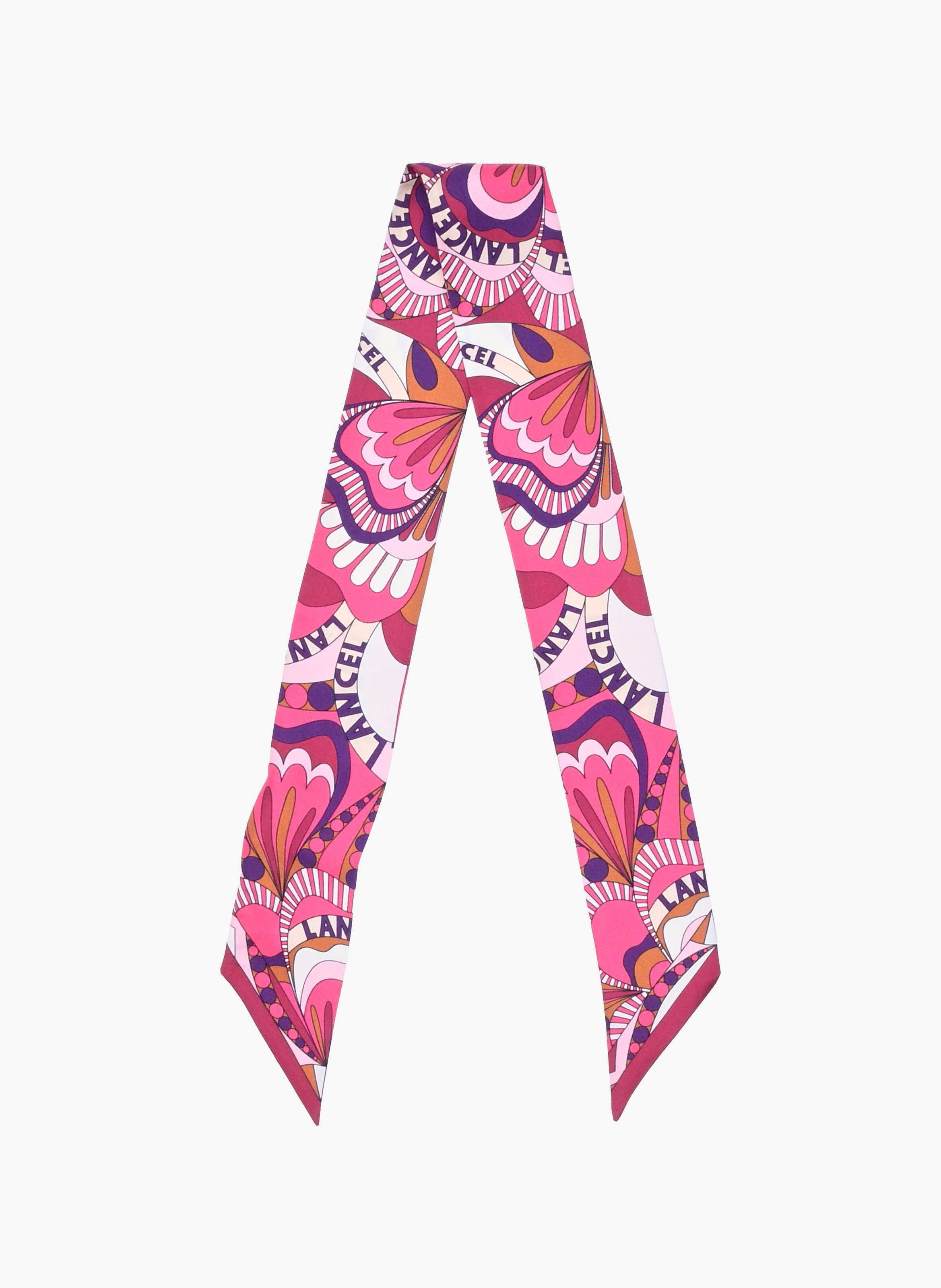 Zijden bandeau met bloemenmotief van Lancel. LANCEL Paars