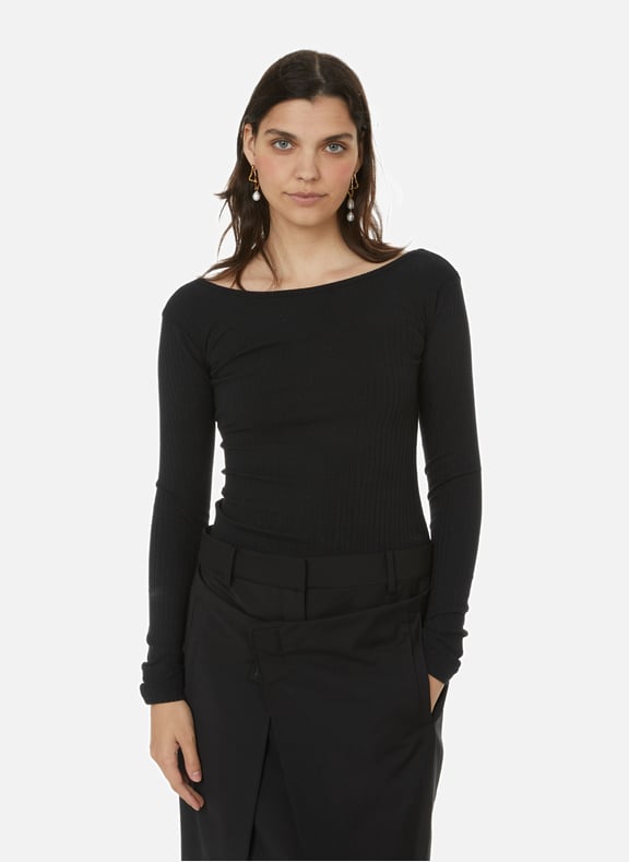 Ribbed bodysuit with a scooped back Black by CAES CAES Ribbed bodysuit with a scooped back Black
