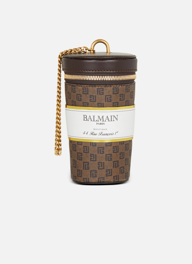 Minaudière coffee cup en toile mini monogramme BALMAIN