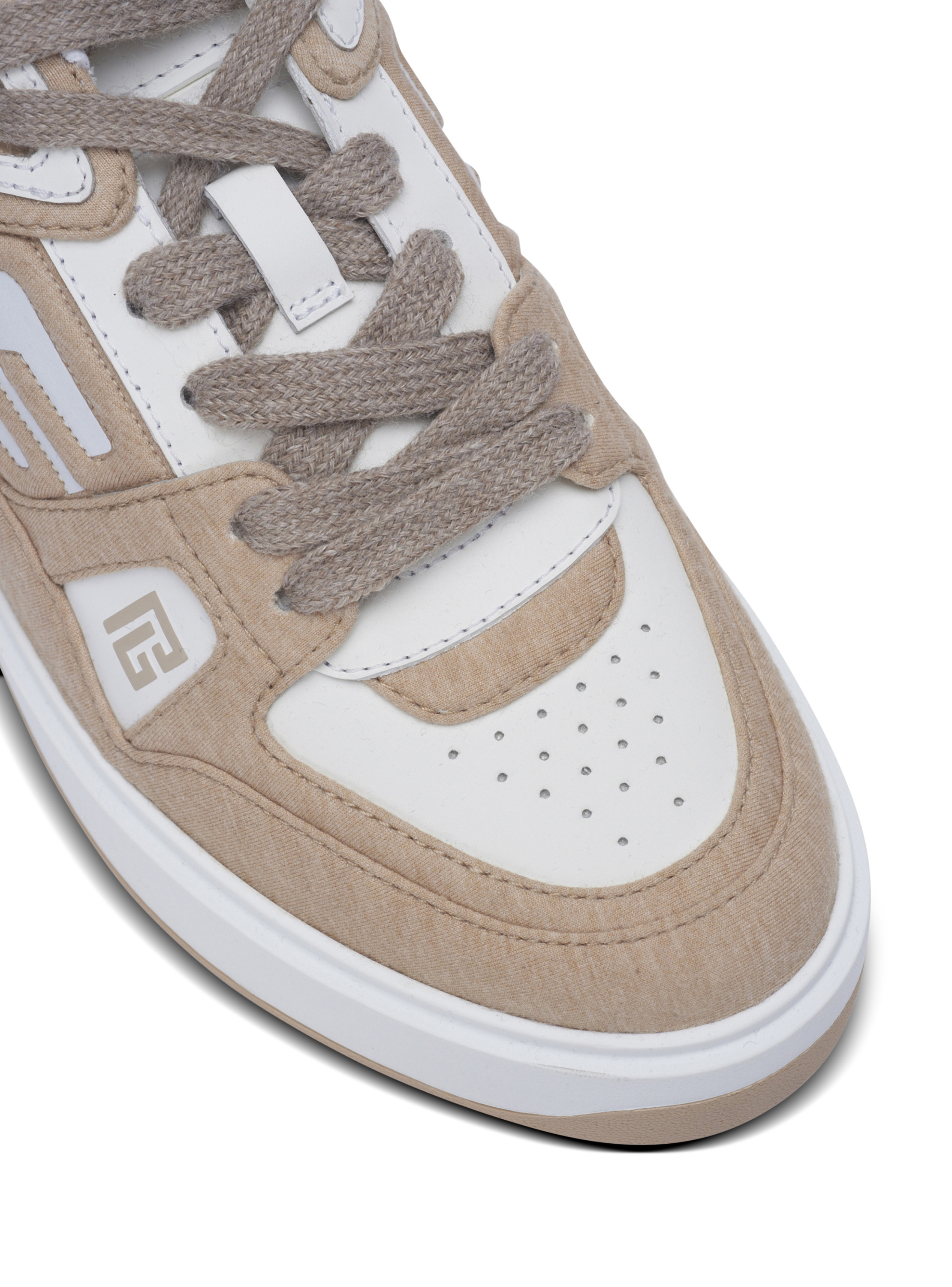 Baskets b-court skate en molleton et cuir de veau BALMAIN Beige