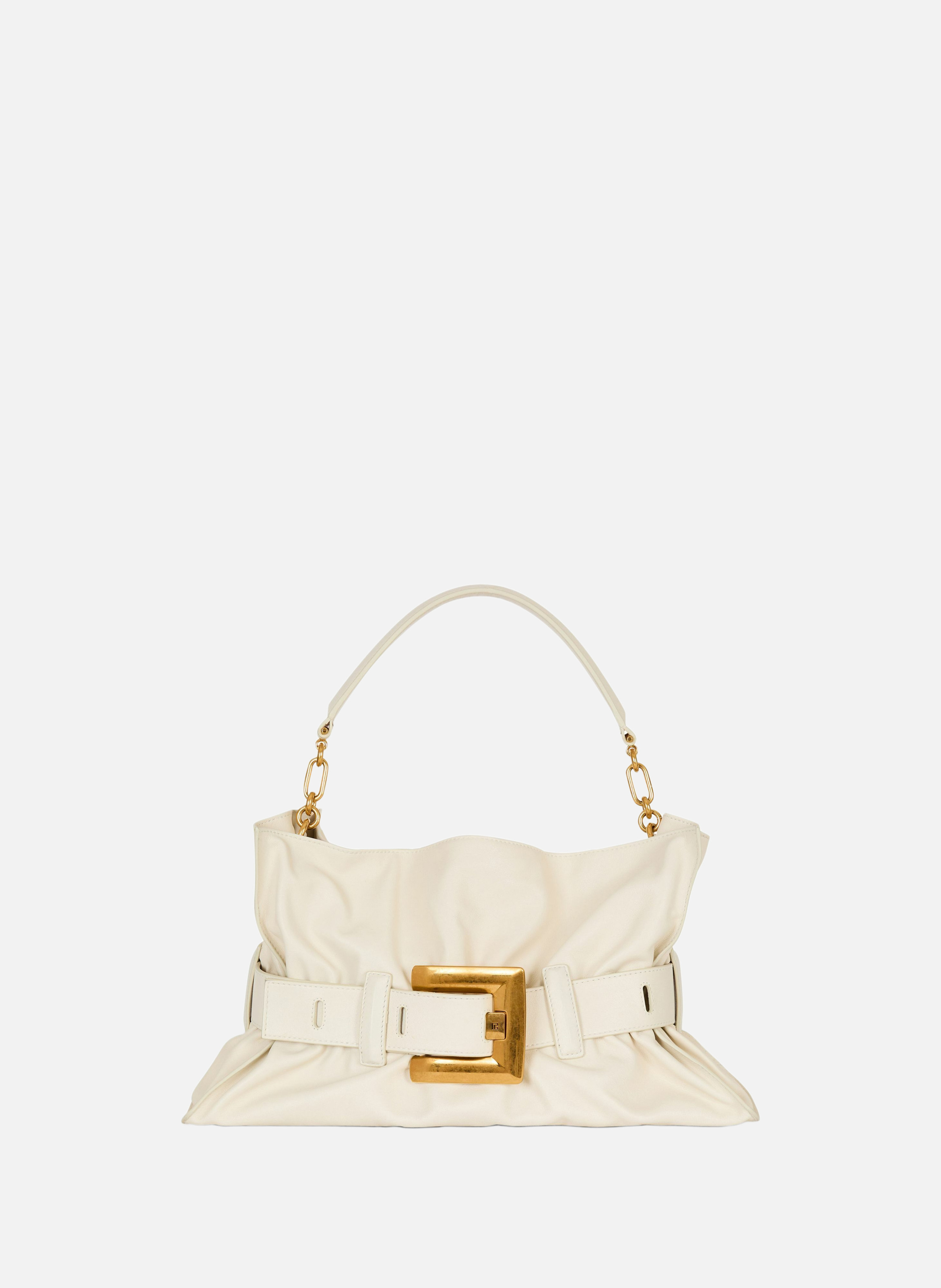Sac anthem medium shoulder en cuir BALMAIN Blanc