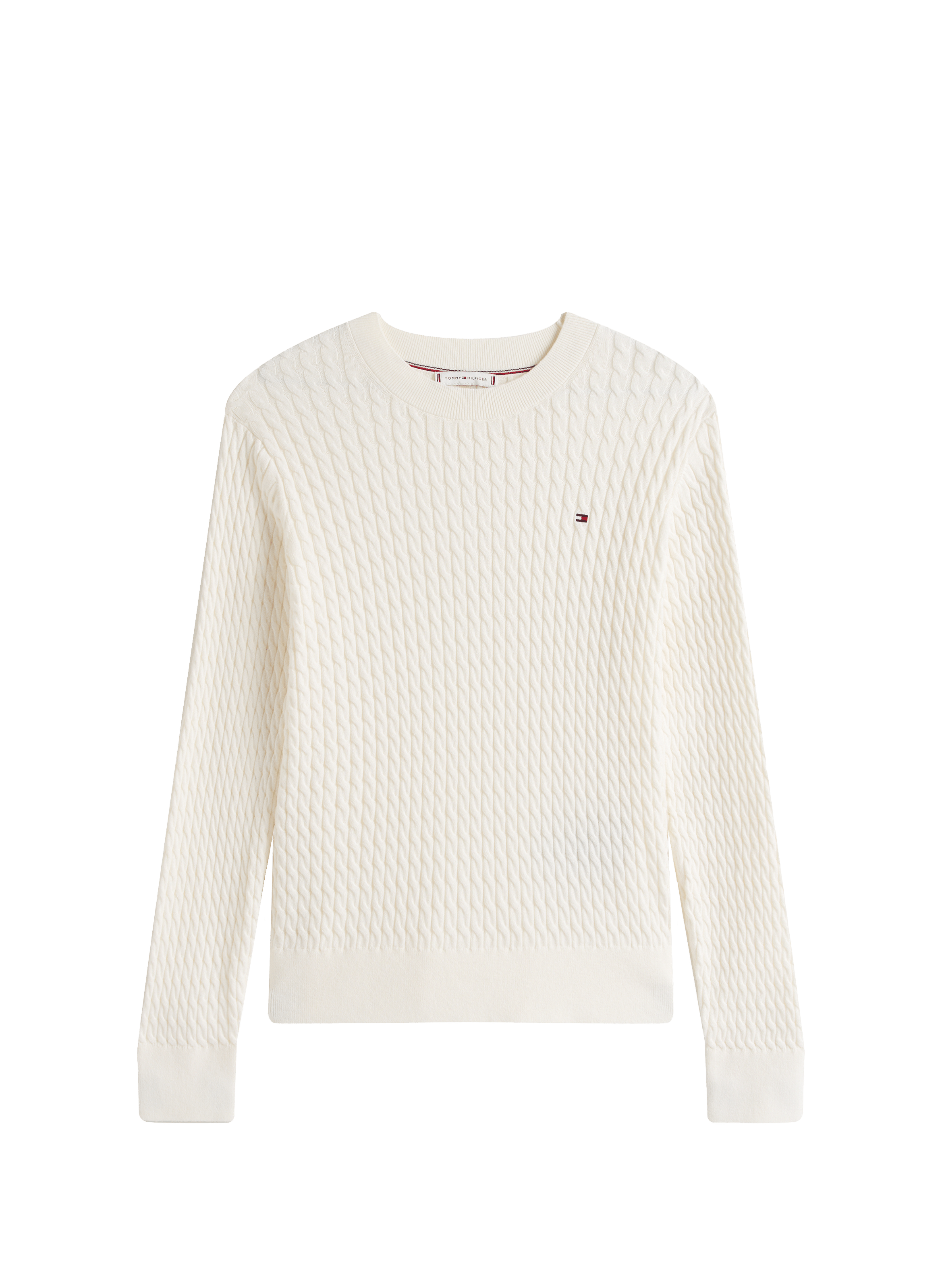 Pull torsadé en coton TOMMY HILFIGER Blanc