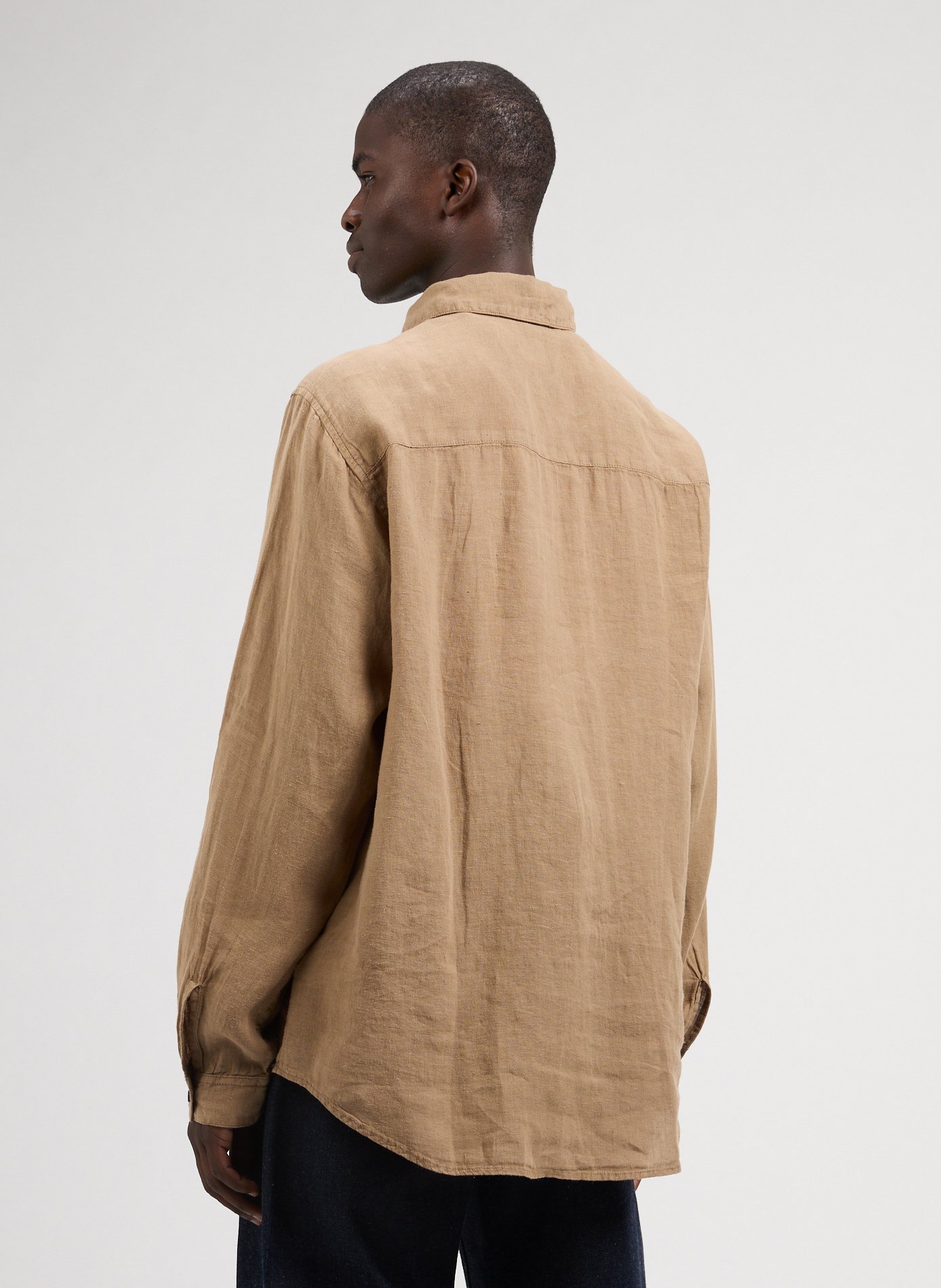 Chemise en lin S-Uccle-A  DIESEL Marron