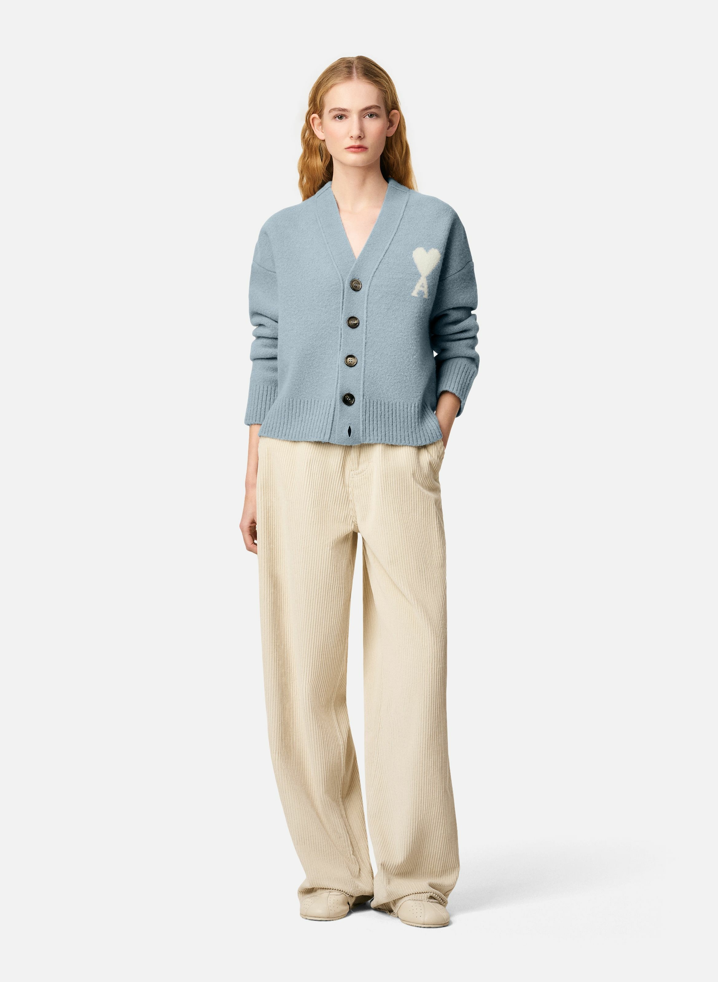 Cardigan ami de coeur en alpaga unisexe AMI PARIS Bleu