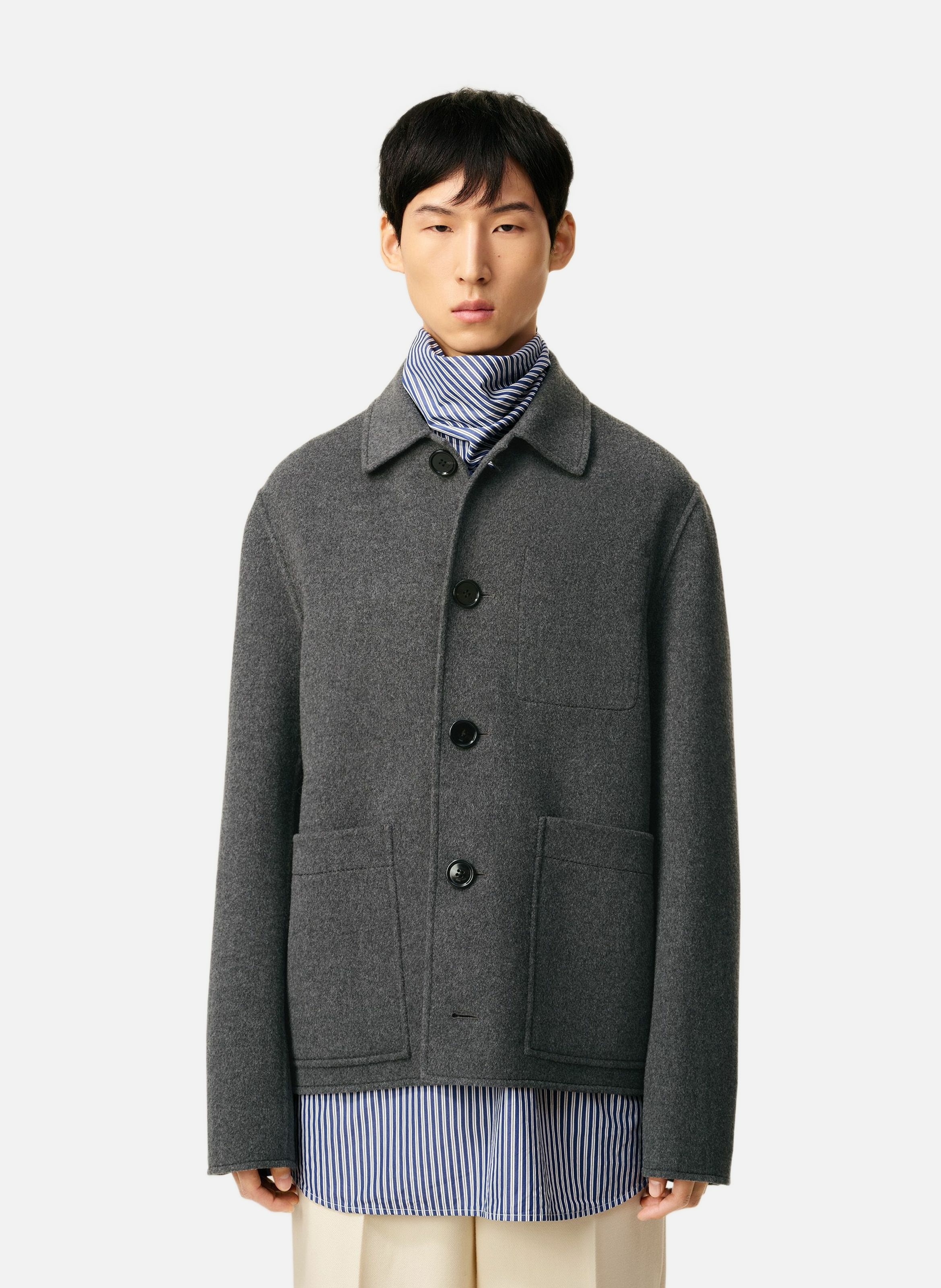 Blouson boule boutonné en laine AMI PARIS Gris