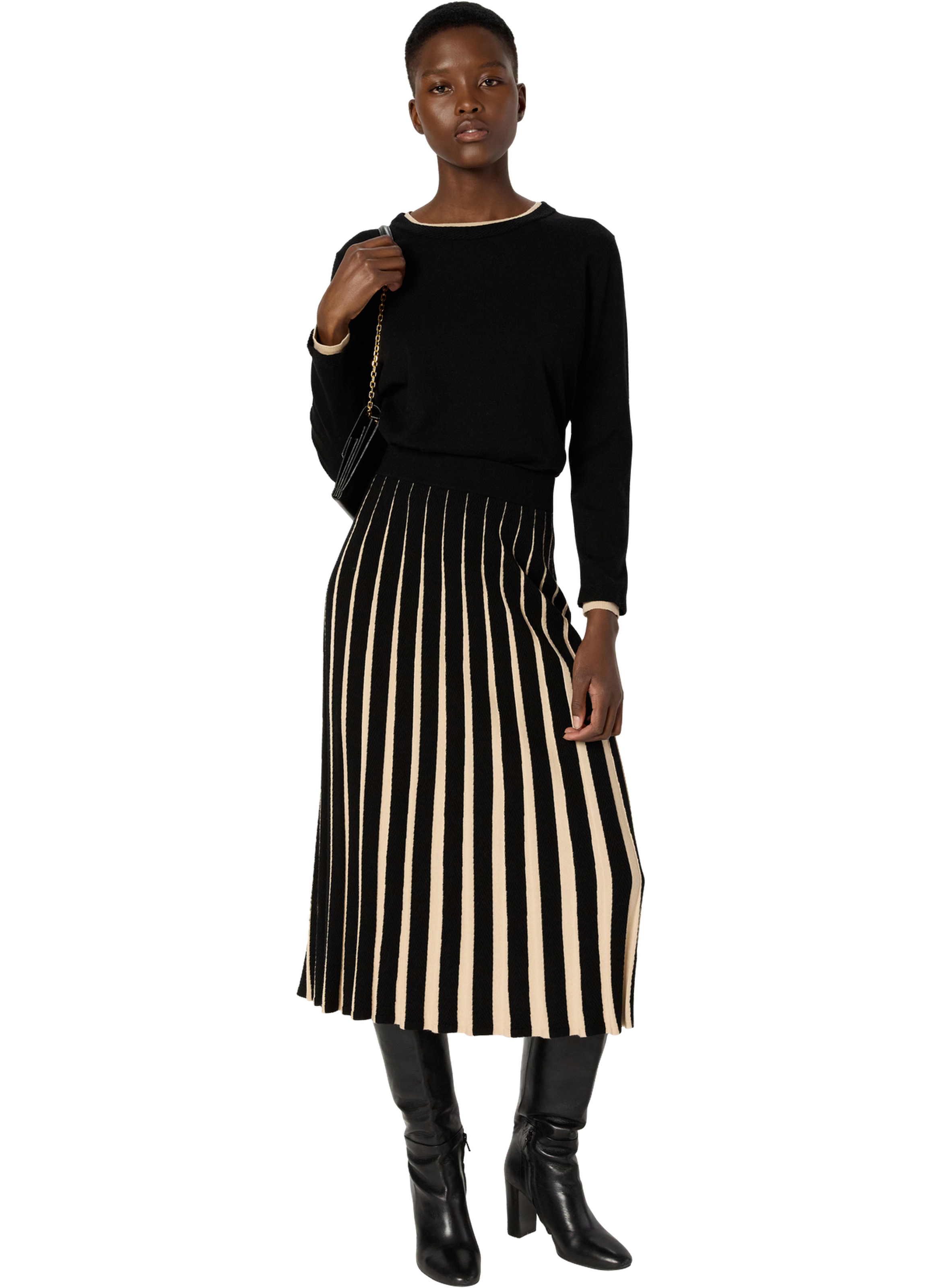 Jupe en maille plissée bicolore - bibiane GERARD DAREL Noir