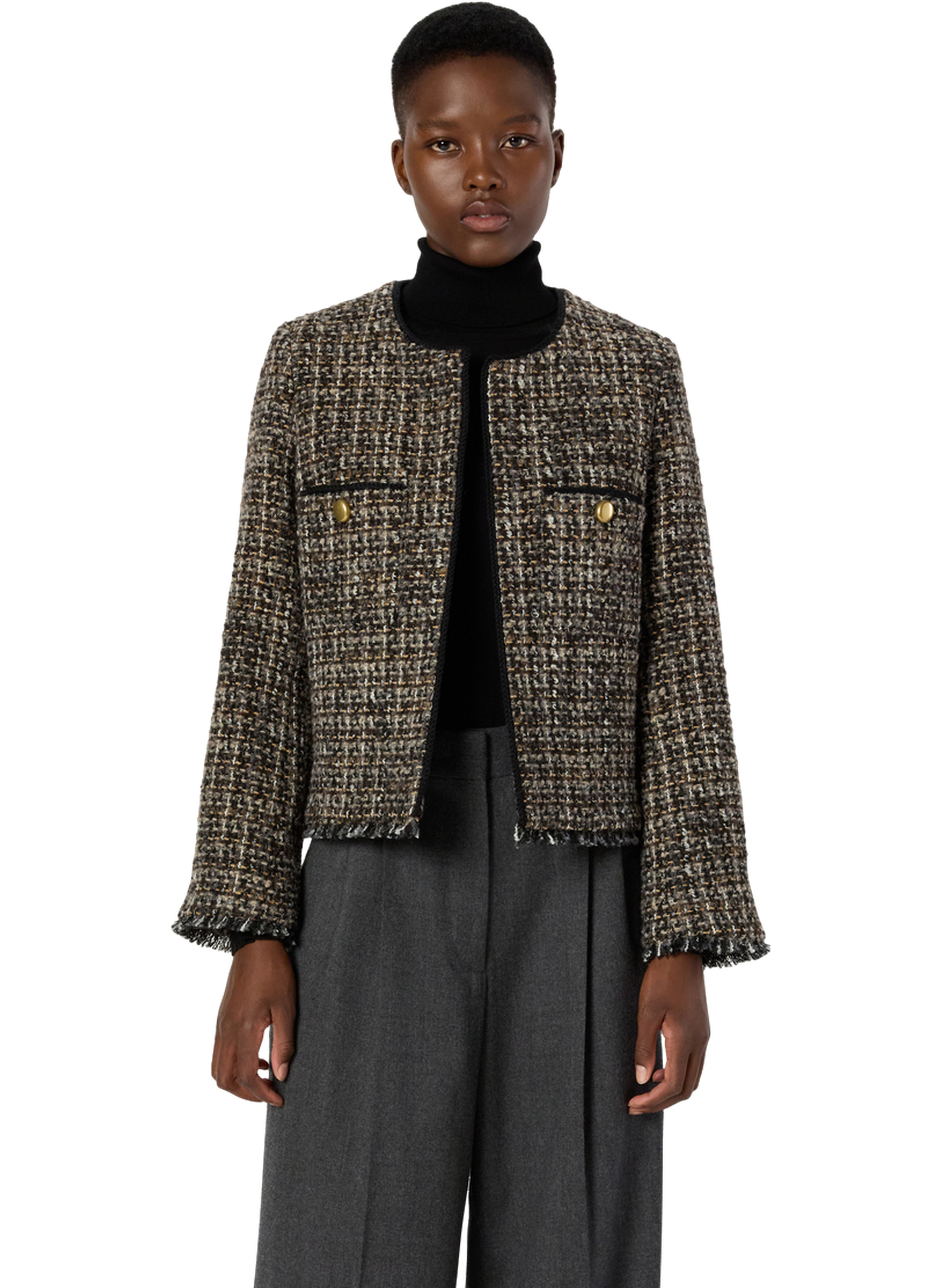 Veste sans col en tweed - nour GERARD DAREL Marron