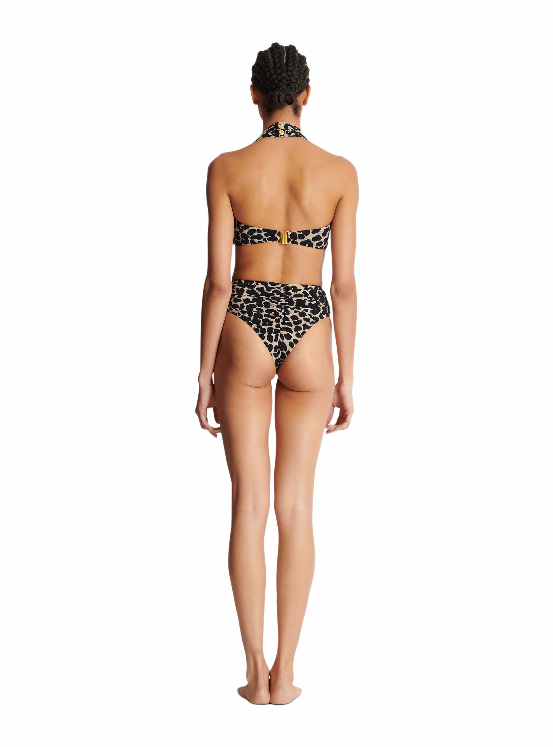 Maillot de bain deux pièces imprimé motif léopard BALMAIN Multicolore